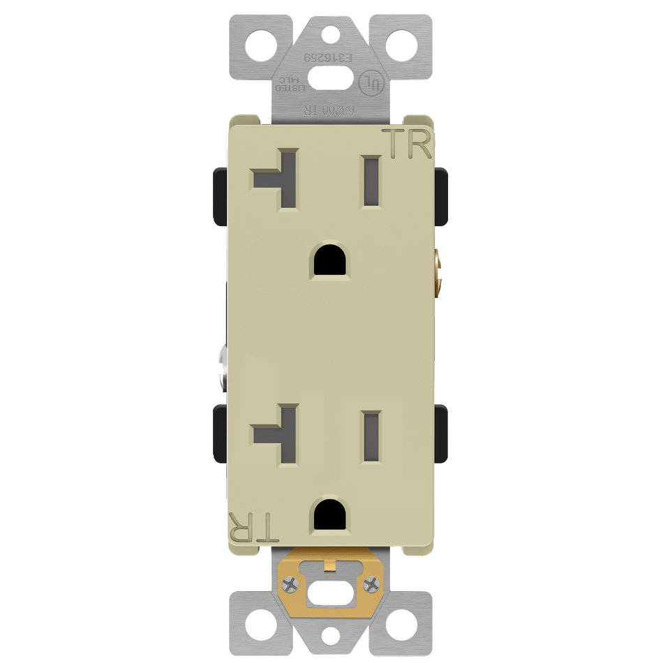 Enerlites 63200-TR-I - Industrial Grade Heavy Duty 20A Decorator Tamper Resistant Receptacle, 5-20R - Ivory