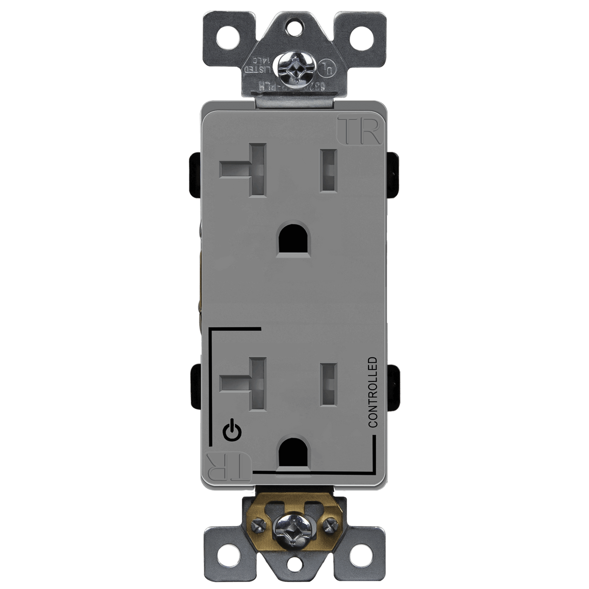 Enerlites 63200-TR-PLH-GY - Half Controlled 20A Tamper-Resistant Decorator Style Plug Load Receptacle, 5-20R - Gray