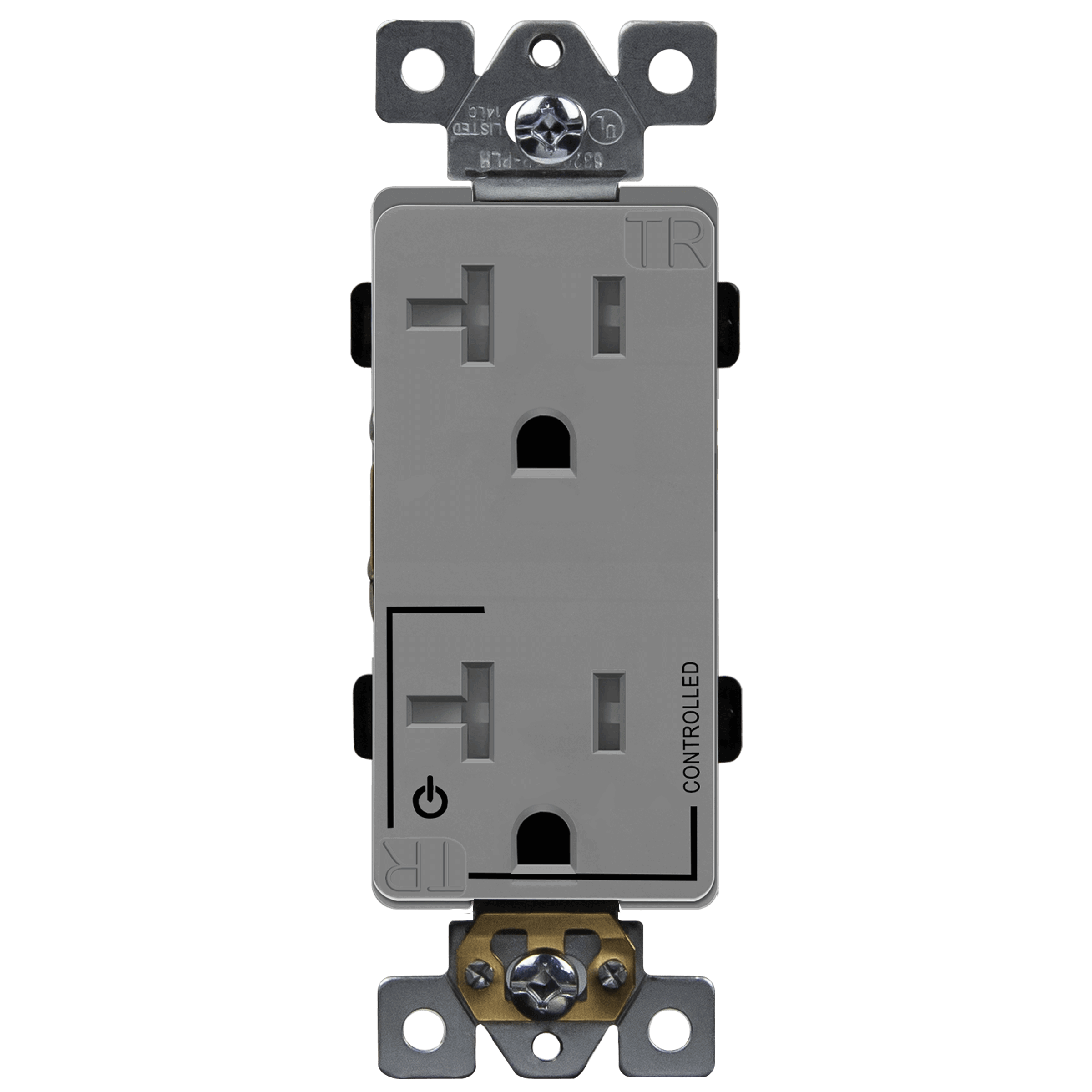 Enerlites 63200-TR-PLH-GY - Half Controlled 20A Tamper-Resistant Decorator Style Plug Load Receptacle, 5-20R - Gray