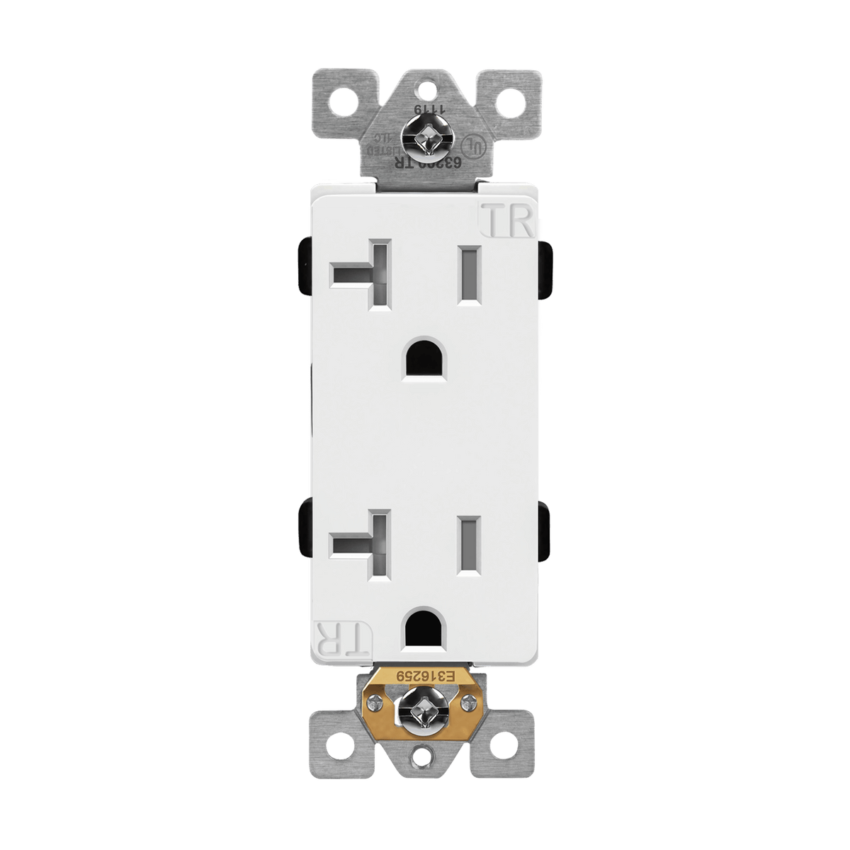 Enerlites 63200-TR-W - Industrial Grade Heavy Duty 20A Decorator Tamper Resistant Receptacle, 5-20R - White