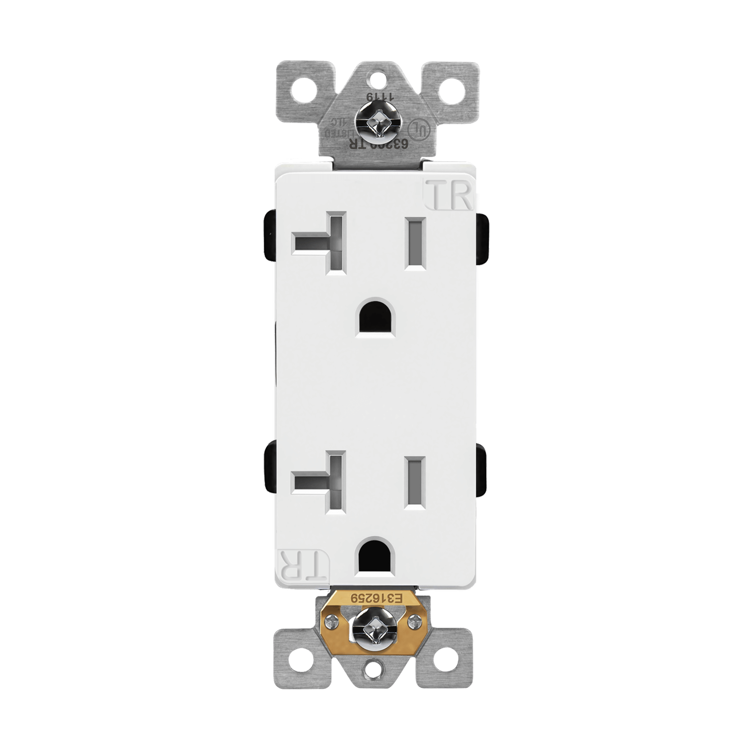 Enerlites 63200-TR-W - Industrial Grade Heavy Duty 20A Decorator Tamper Resistant Receptacle, 5-20R - White