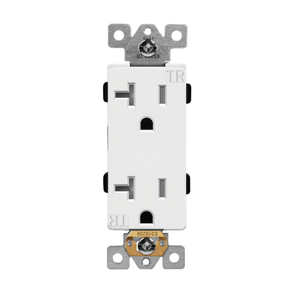 Enerlites 63200-TR-W - Industrial Grade Heavy Duty 20A Decorator Tamper Resistant Receptacle, 5-20R - White