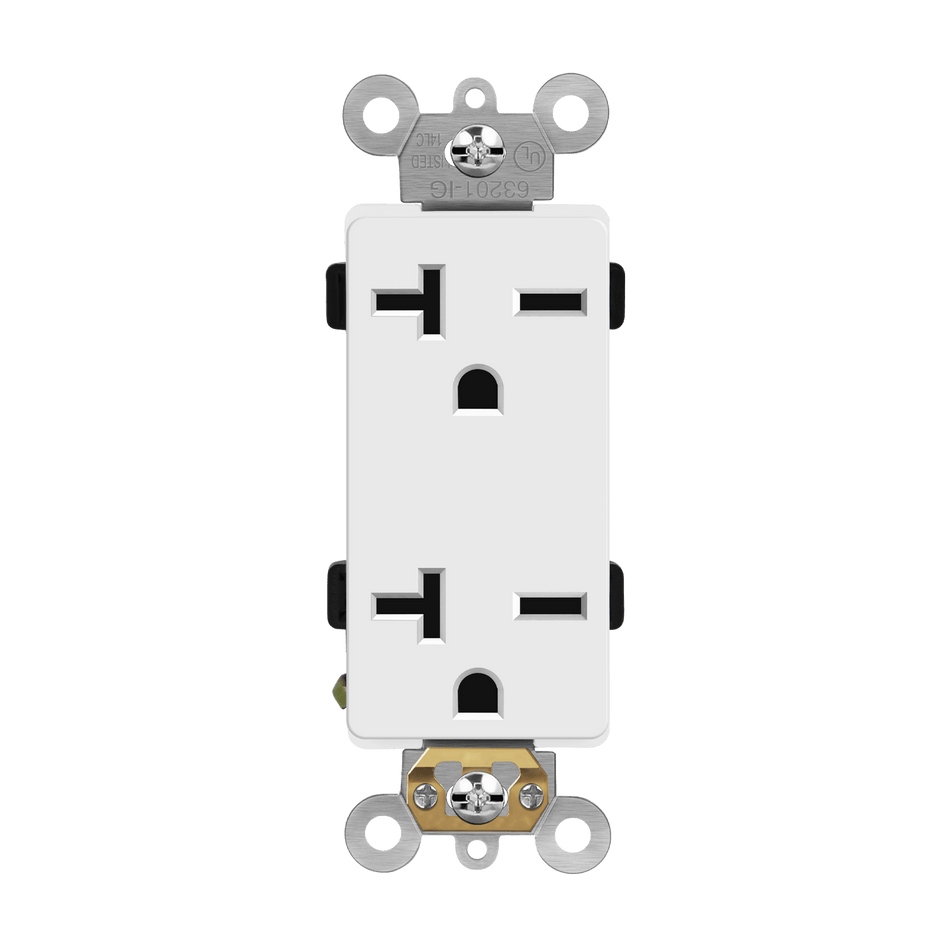Enerlites 63201-W - Industrial Grade Heavy Duty 20A Decorator Receptacle, 6-20R - White