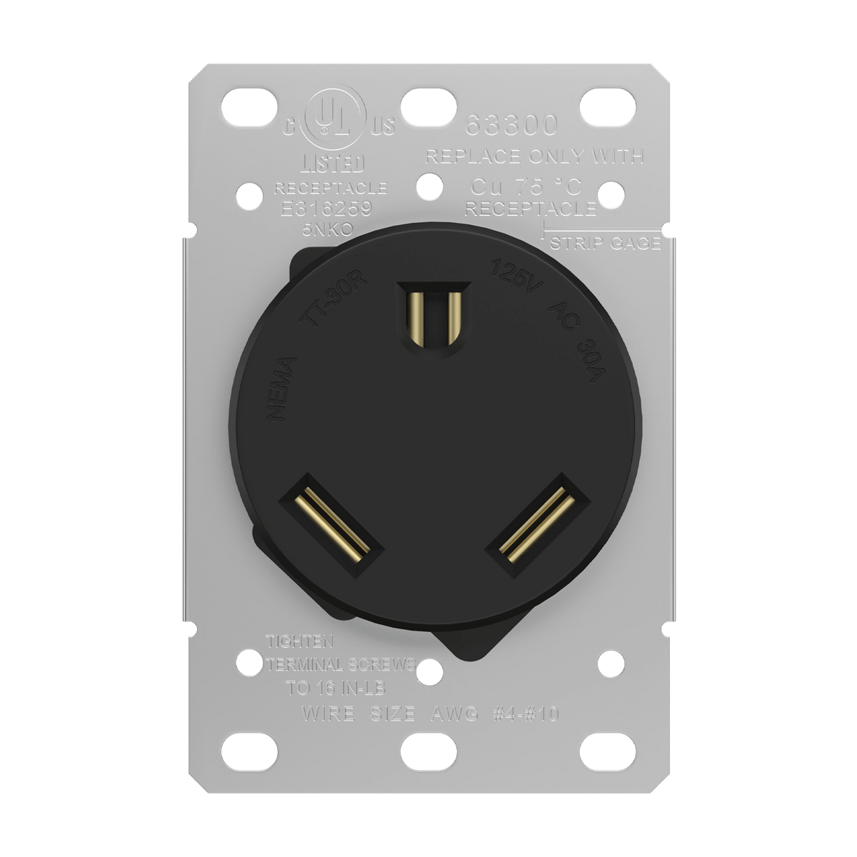 Enerlites 63300-BK - Industrial Grade Flush Mount Receptacle, 30A, TT-30R - Black