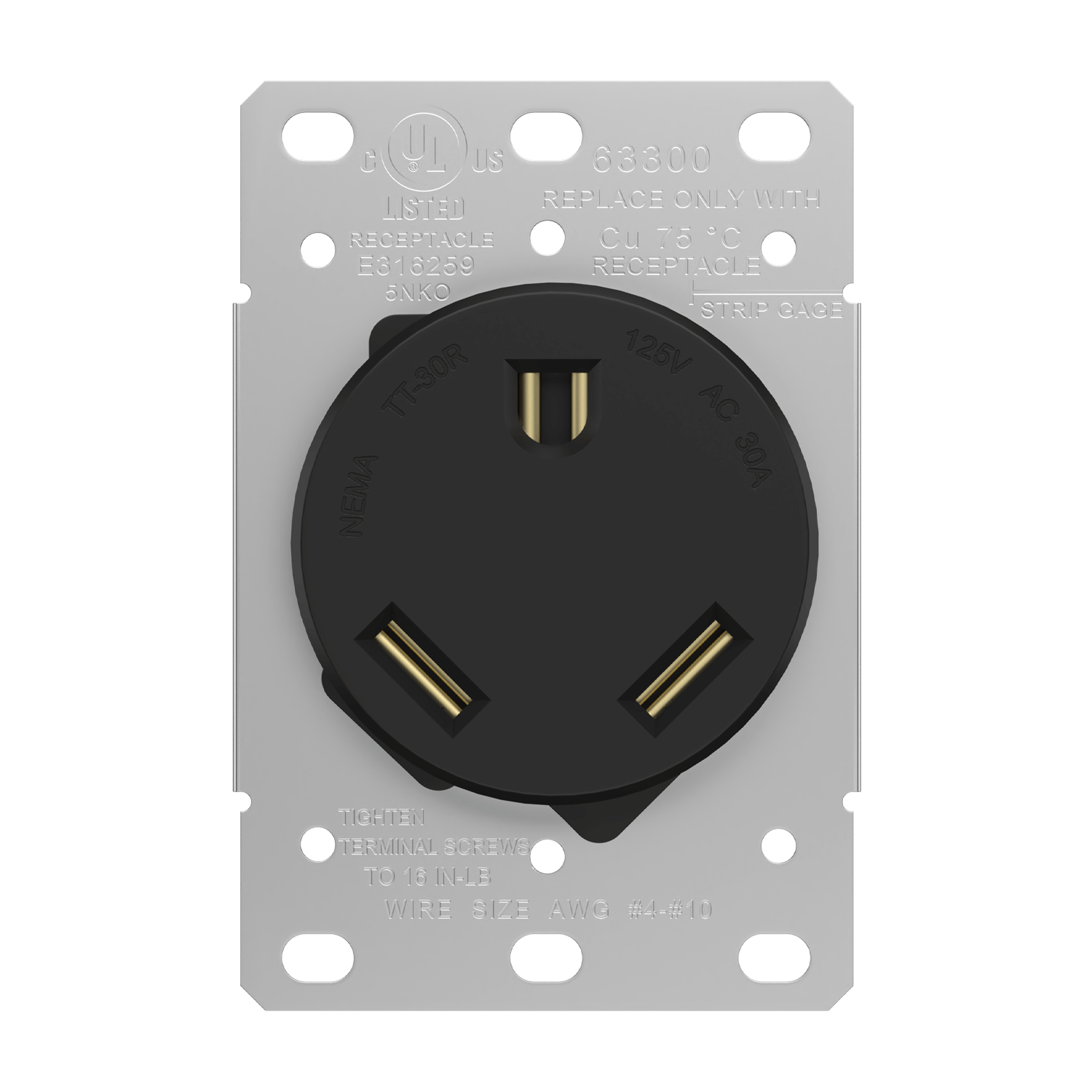 Enerlites 63300-BK - Industrial Grade Flush Mount Receptacle, 30A, TT-30R - Black