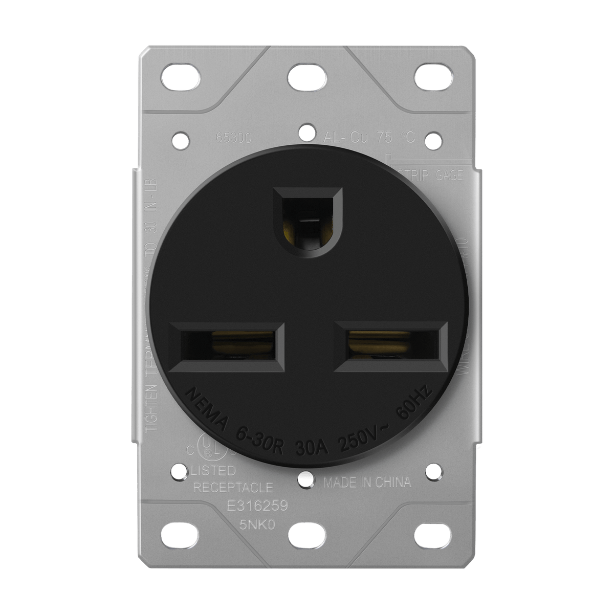 Enerlites 65300-BK - 30 Amp, 250V, 2-Pole, 3-Wire, NEMA 6-30R - Black