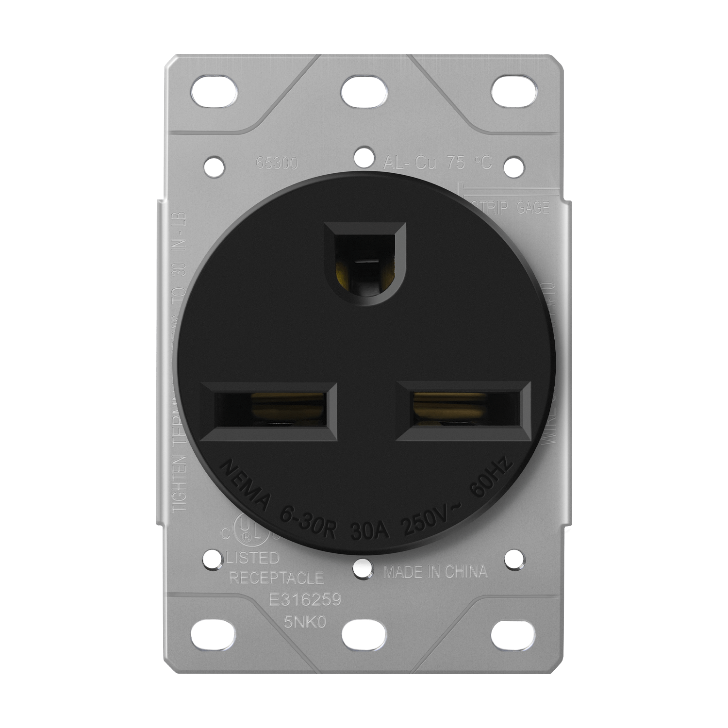 Enerlites 65300-BK - 30 Amp, 250V, 2-Pole, 3-Wire, NEMA 6-30R - Black
