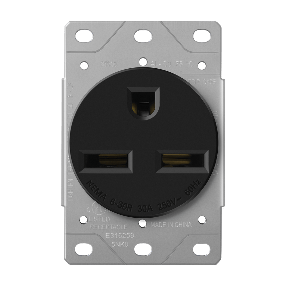 Enerlites 65300-BK - 30 Amp, 250V, 2-Pole, 3-Wire, NEMA 6-30R - Black