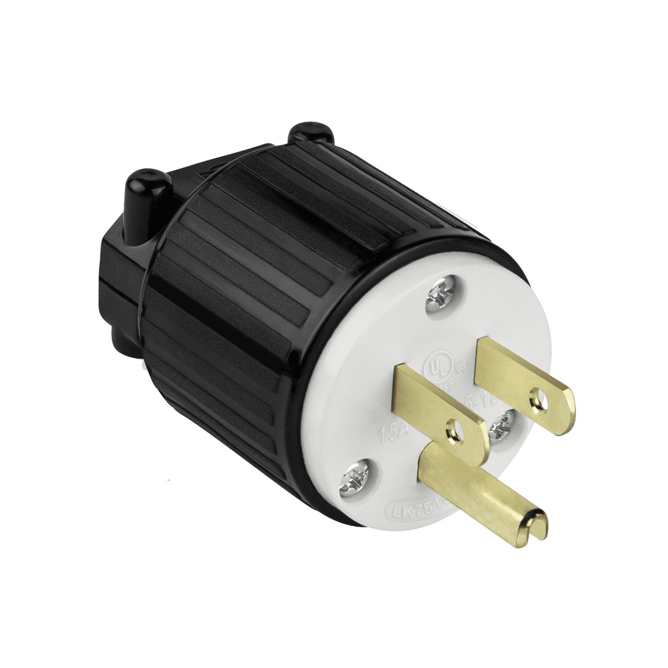 Enerlites 66200-BK - Straight Blade Plug, 15A, 5-15P - Black