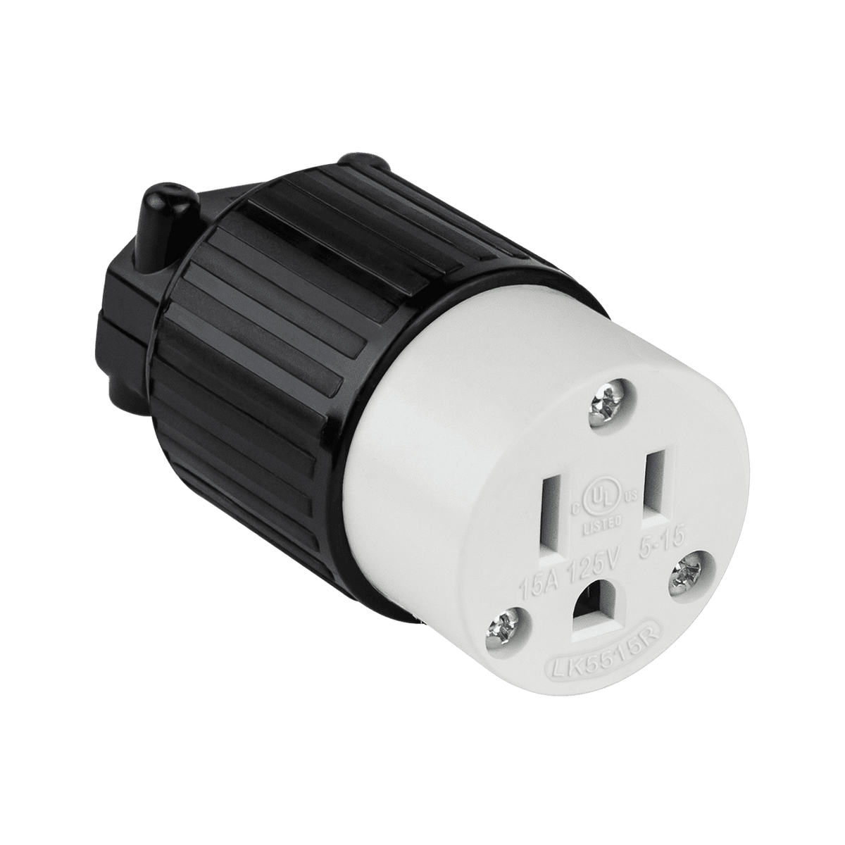 Enerlites 66201-BK - Straight Blade Cord Connector, 15A, 5-15C - Black