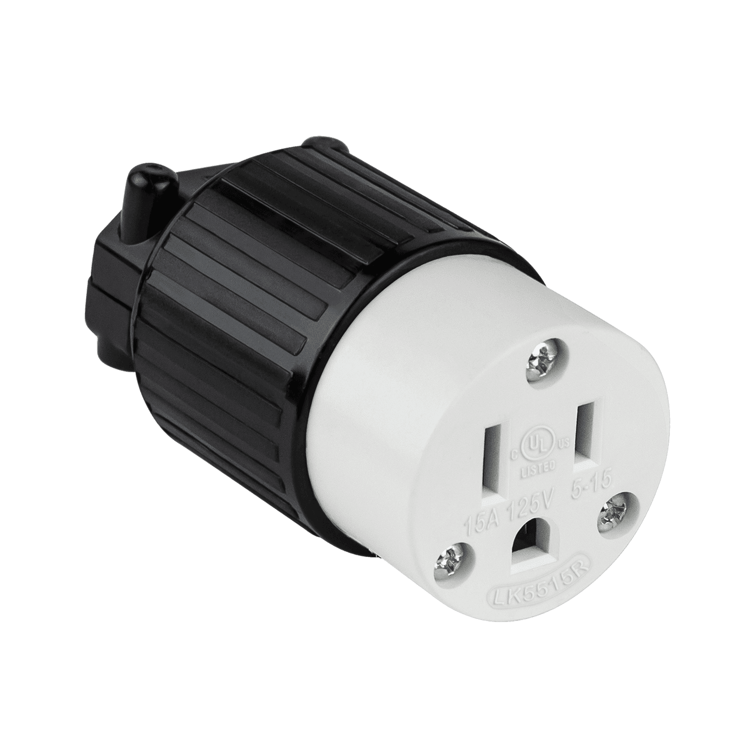 Enerlites 66201-BK - Straight Blade Cord Connector, 15A, 5-15C - Black