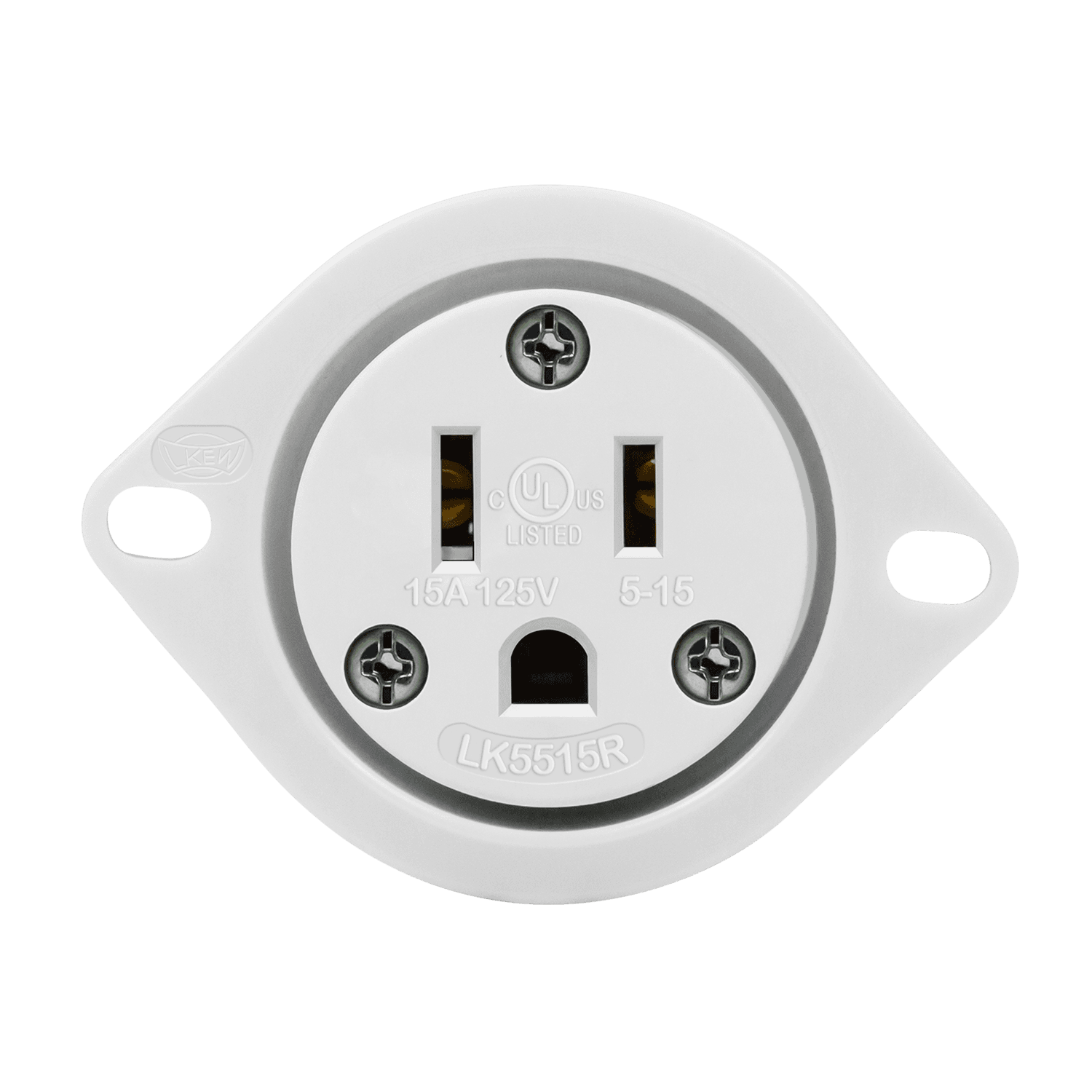 Enerlites 66204-W - Straight Blade Flanged Outlet, 15A, 5-15RFO - White