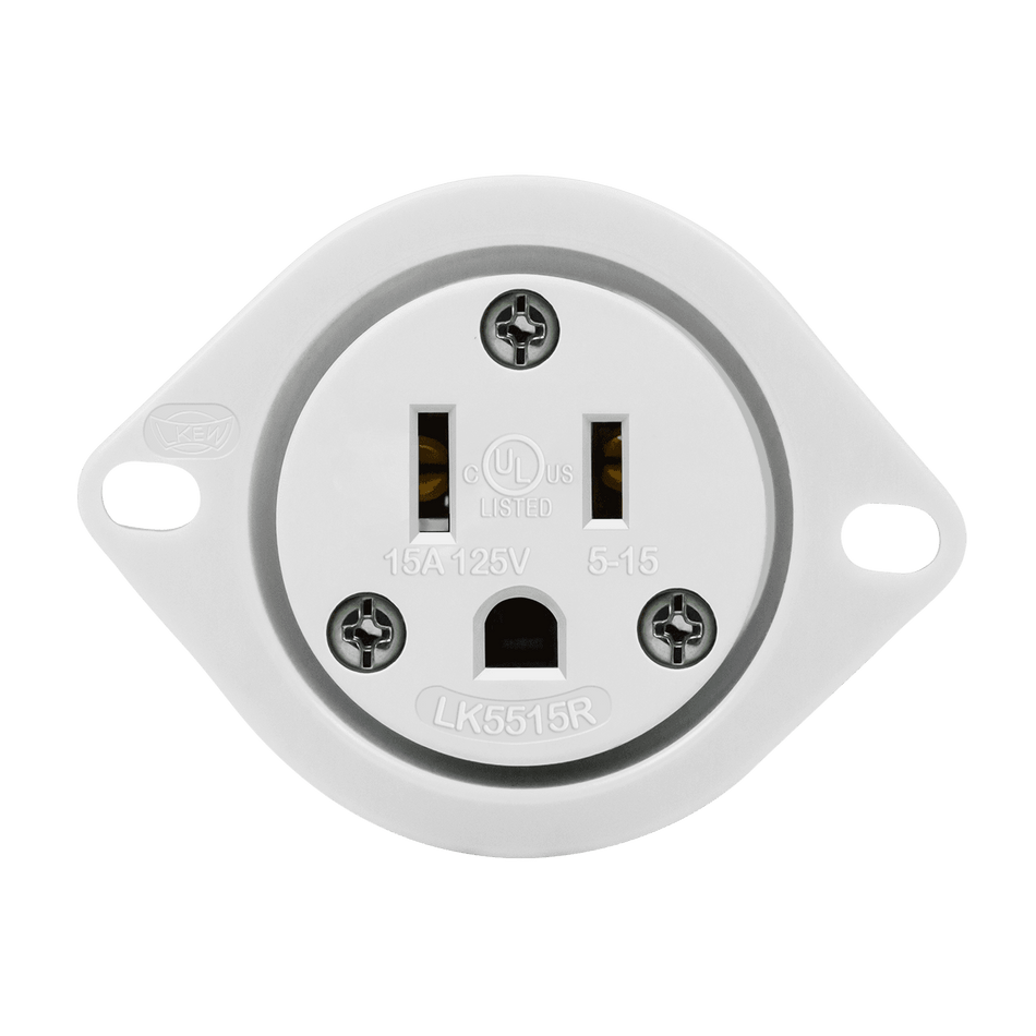 Enerlites 66204-W - Straight Blade Flanged Outlet, 15A, 5-15RFO - White