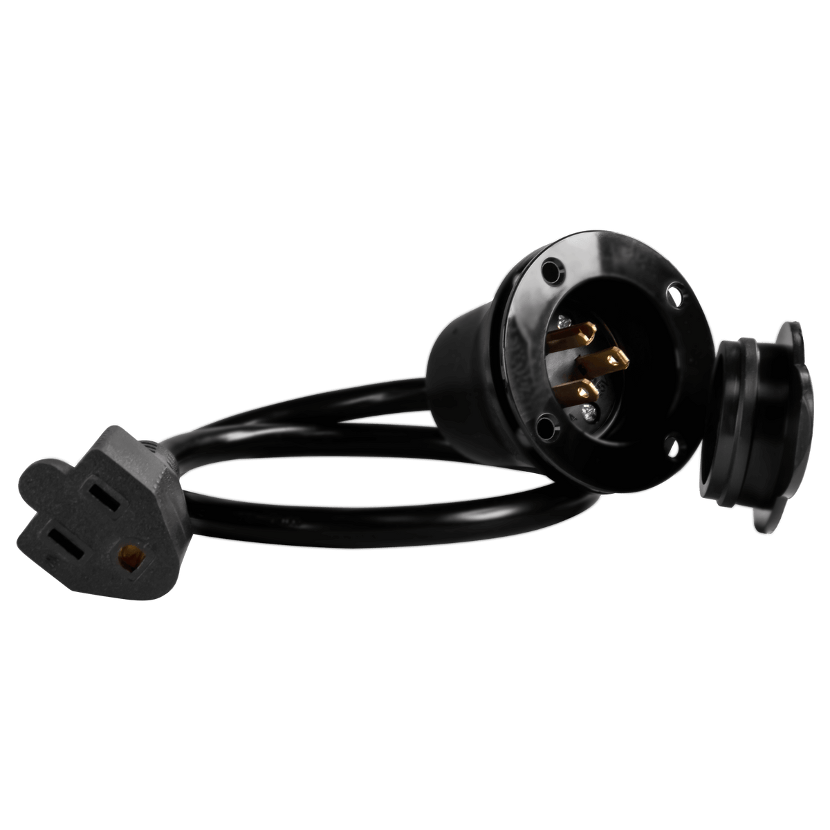 Enerlites 66215-BK - Flanged Inlet 22 Inch Extension Cord 15Amp NEMA 5-15P - Black