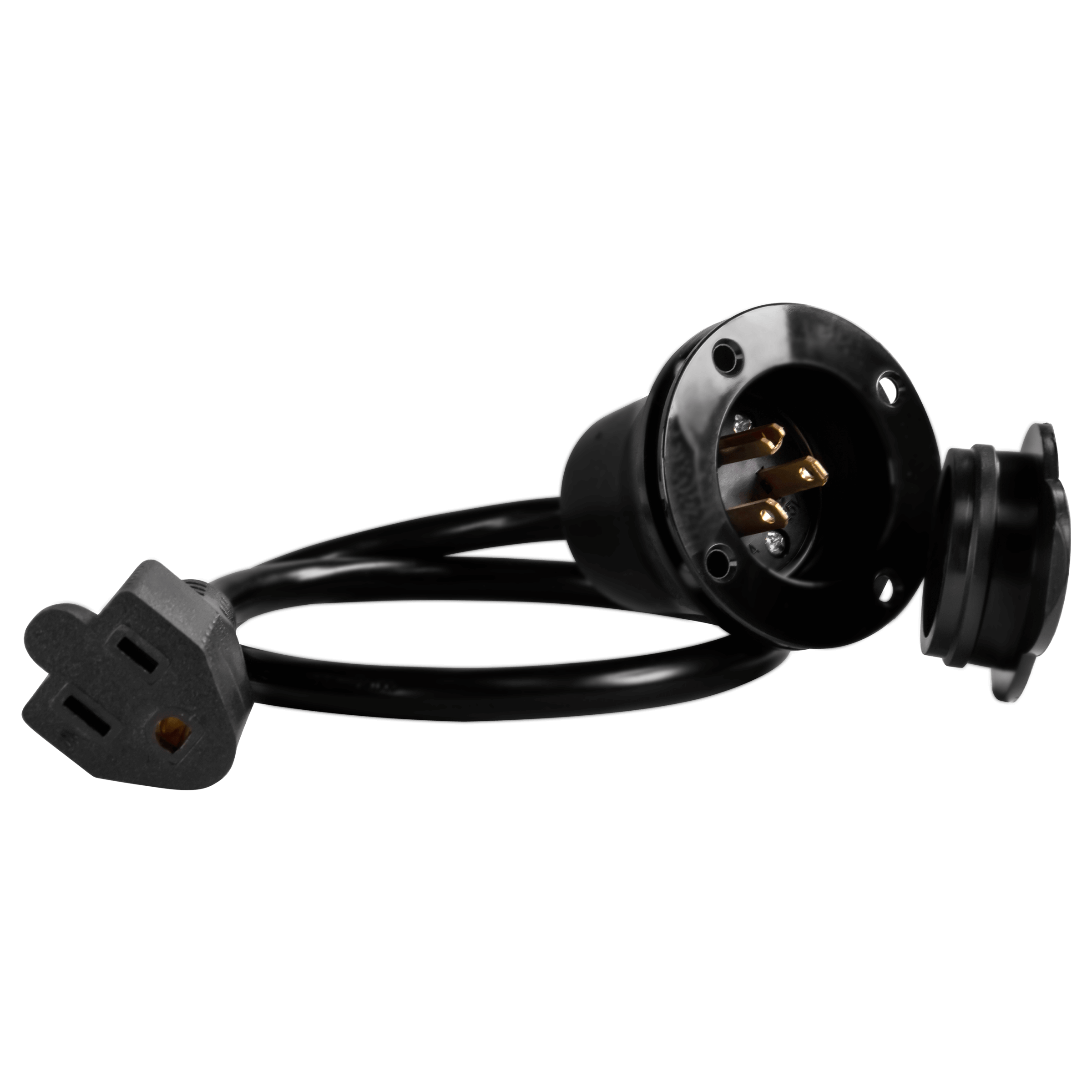 Enerlites 66215-BK - Flanged Inlet 22 Inch Extension Cord 15Amp NEMA 5-15P - Black