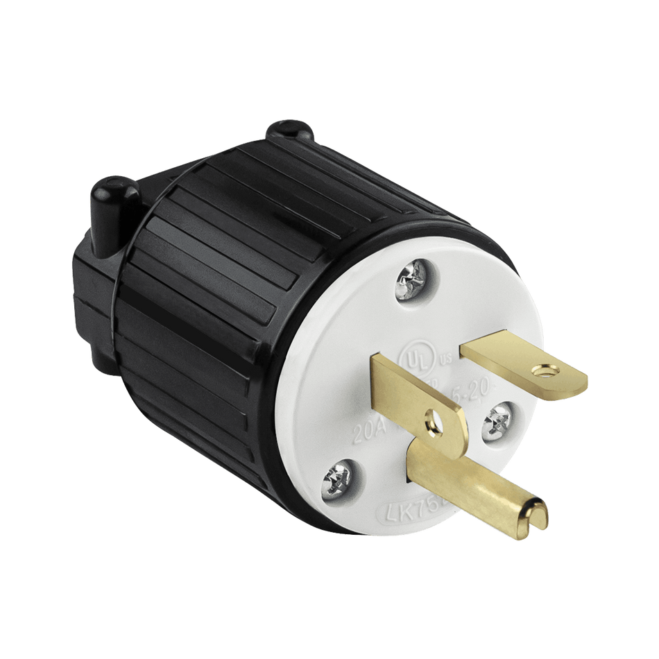 Enerlites 66210-BK - Straight Blade Plug, 20A, 5-20P - Black