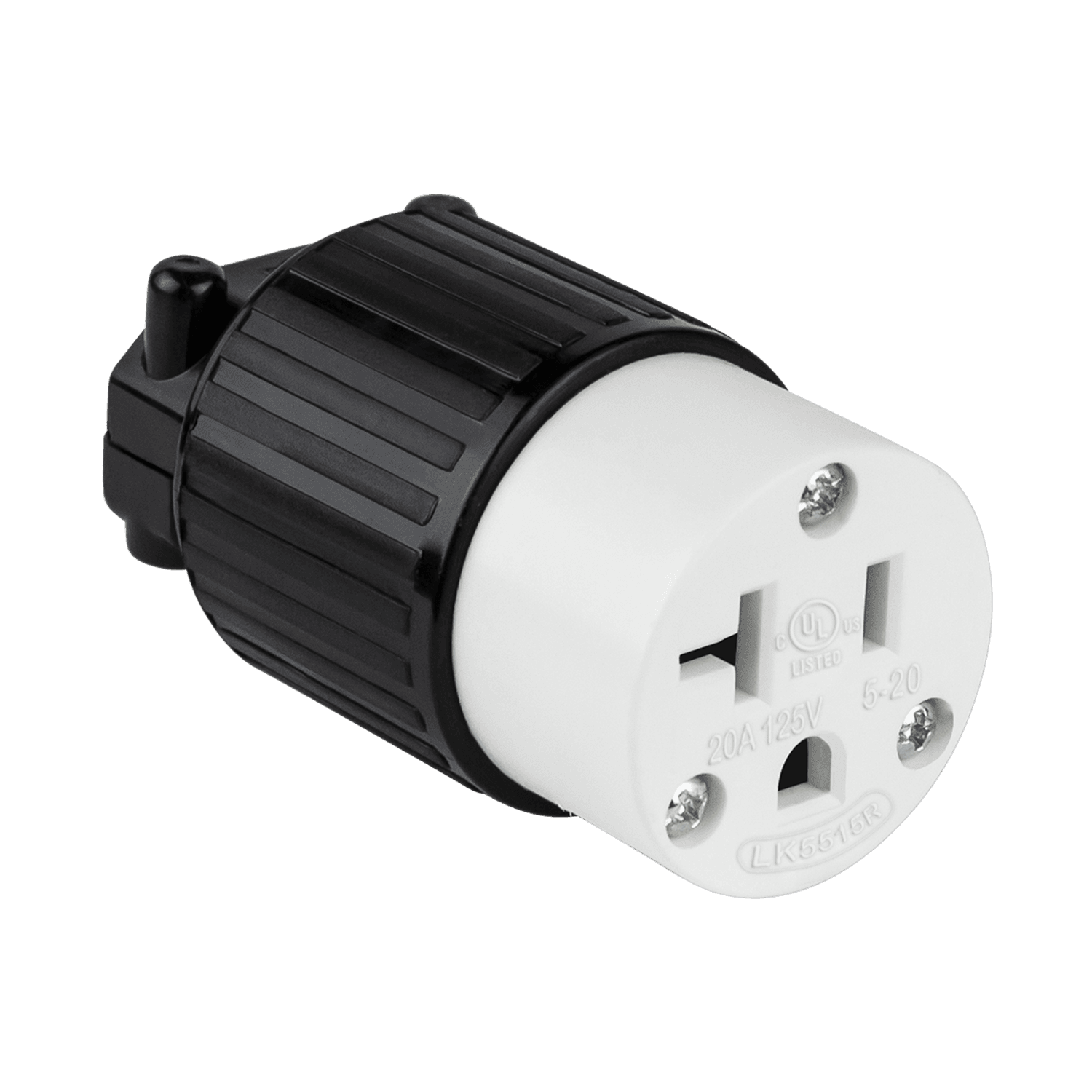 Enerlites 66211-BK - Straight Blade Cord Connector, 20A, 5-20C - Black
