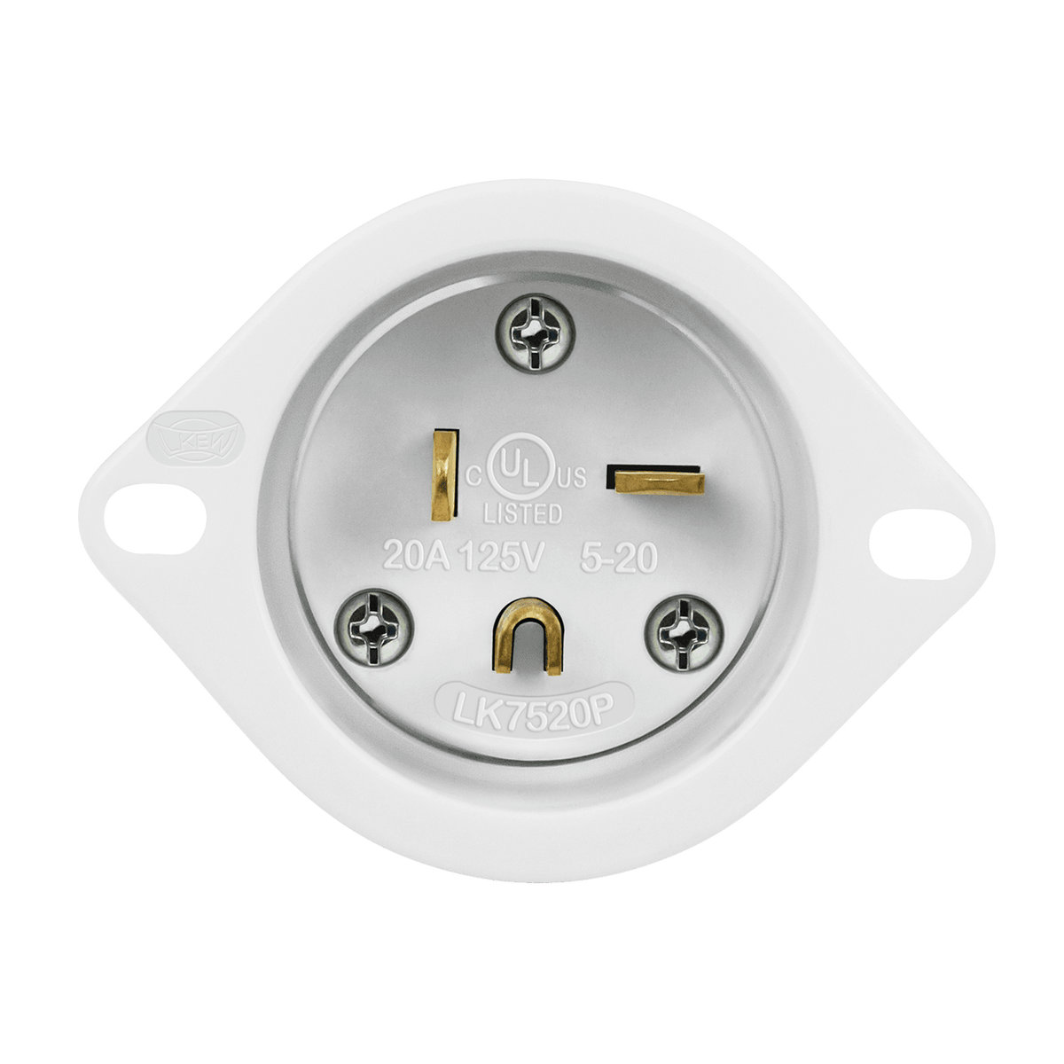 Enerlites 66213-W - Straight Blade Flanged Inlet, 20A, 5-20PFI - White