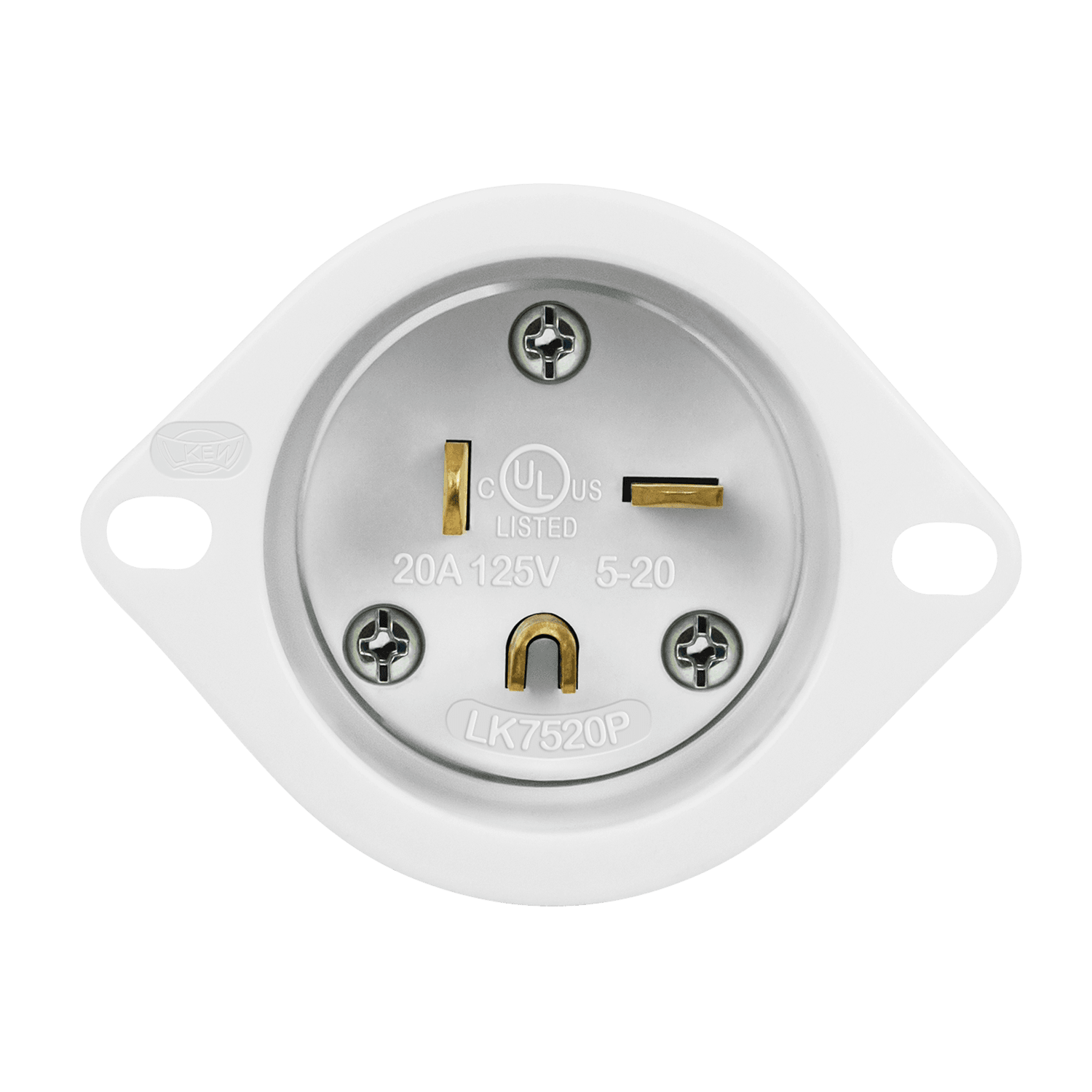 Enerlites 66213-W - Straight Blade Flanged Inlet, 20A, 5-20PFI - White