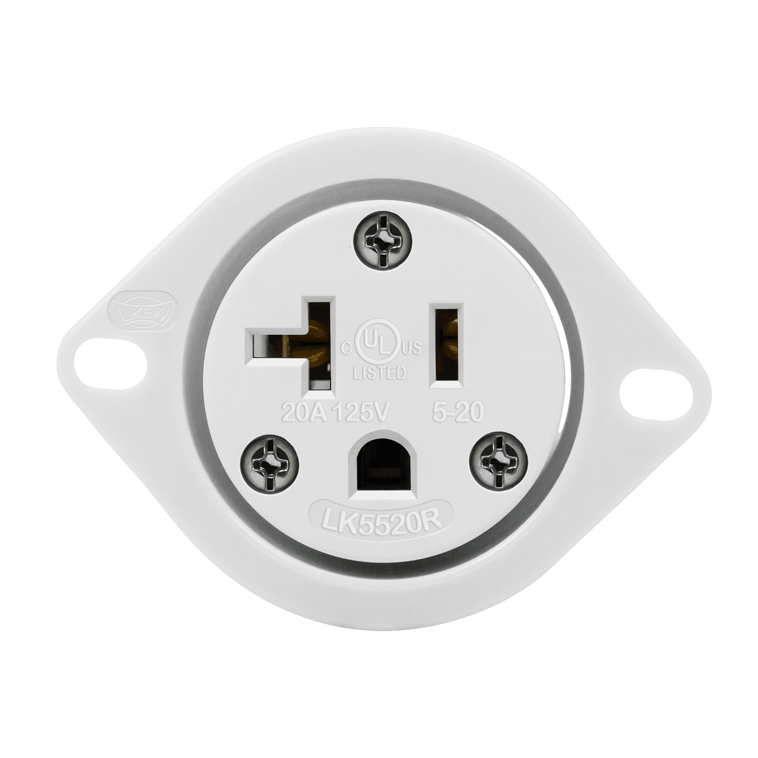 Enerlites 66214-W - Straight Blade Flanged Outlet, 20A, 5-20RFO - White