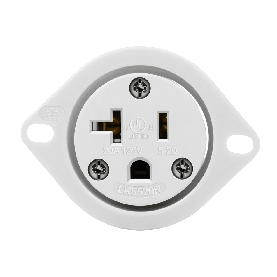 Enerlites 66214-W - Straight Blade Flanged Outlet, 20A, 5-20RFO - White