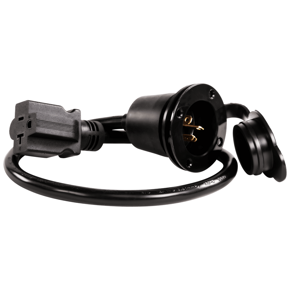 Enerlites 66205-BK - Flanged Inlet 22 Inch Extension Cord 20Amp NEMA 5-20P - Black