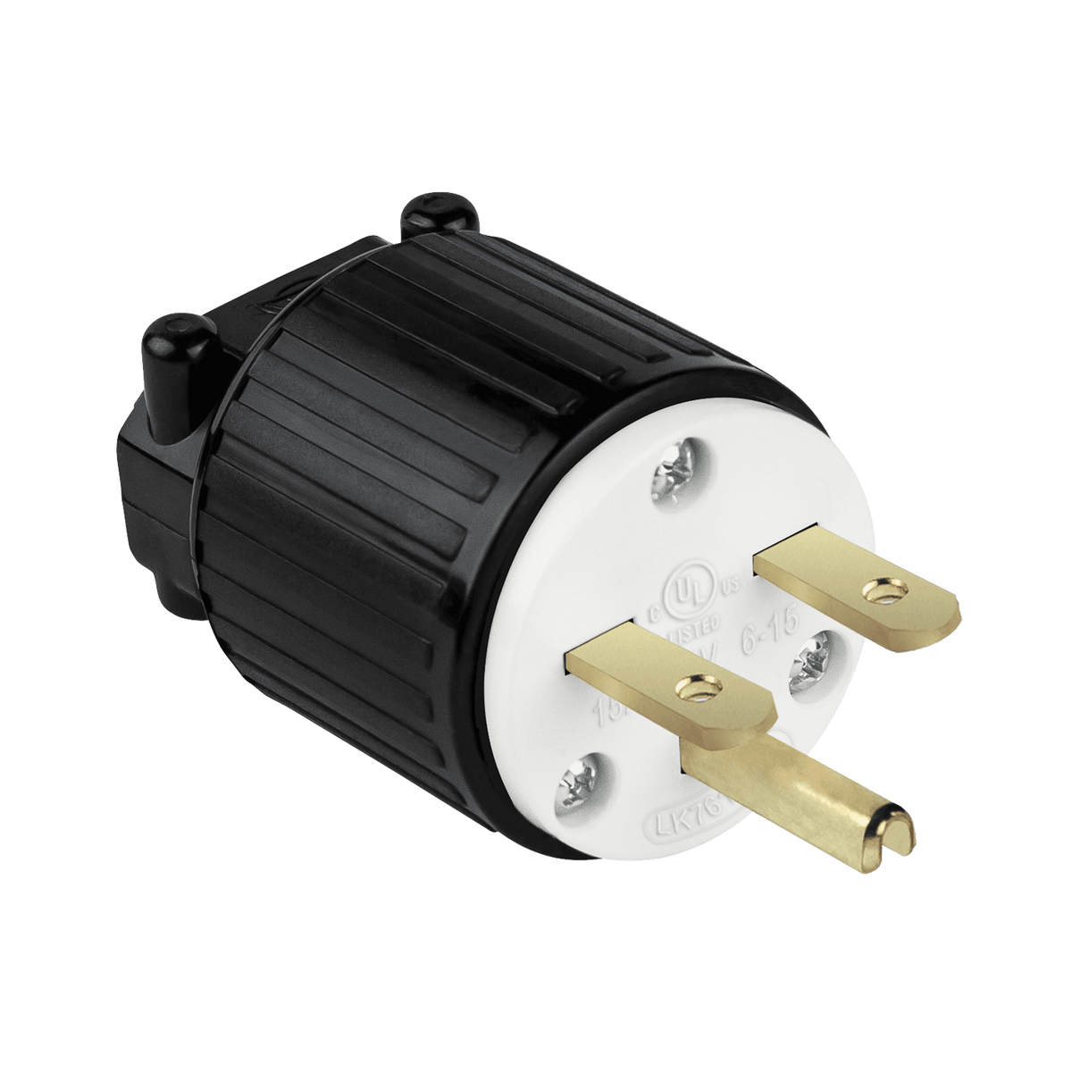 Enerlites 66220-BK - Straight Blade Plug, 15A, 6-15P - Black