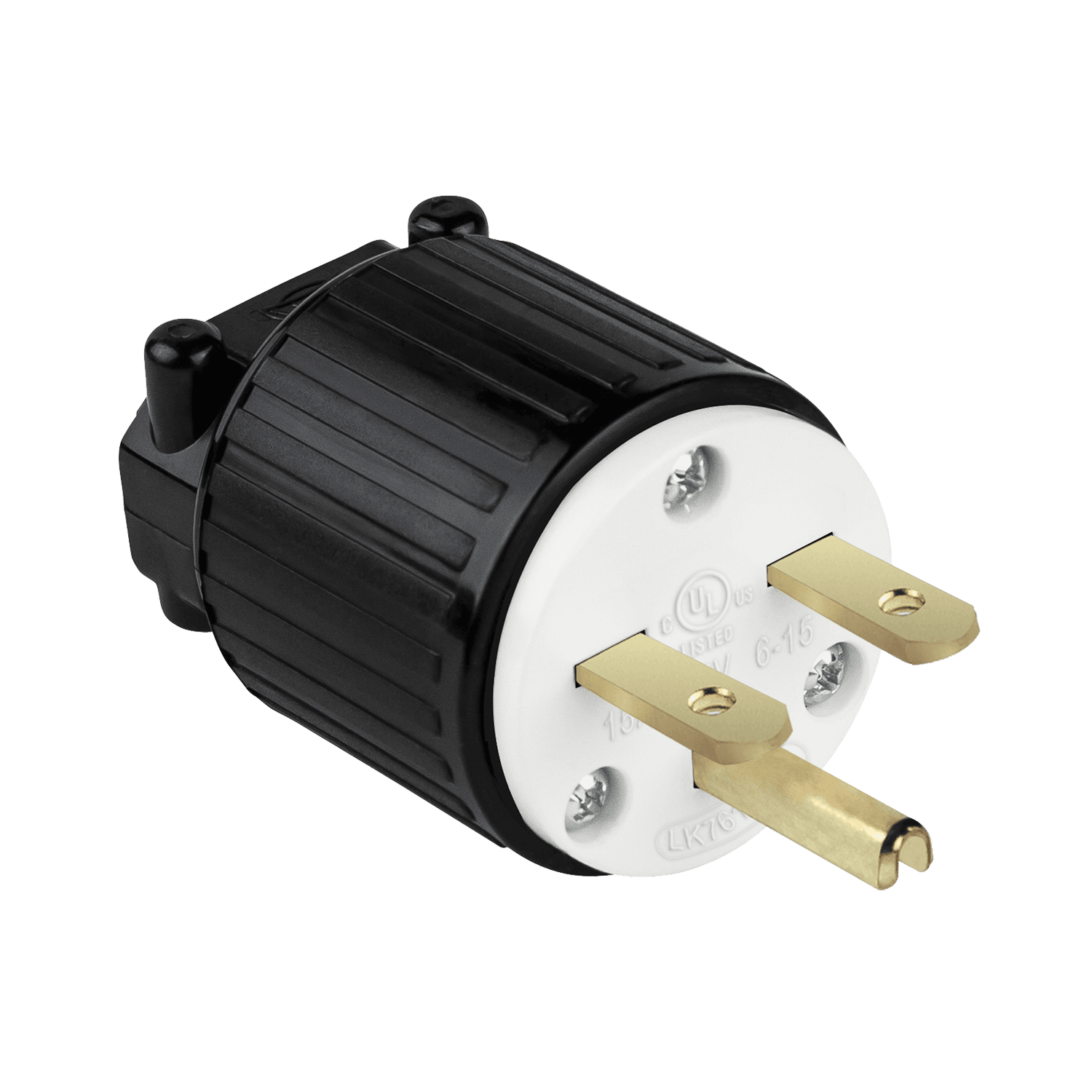 Enerlites 66220-BK - Straight Blade Plug, 15A, 6-15P - Black
