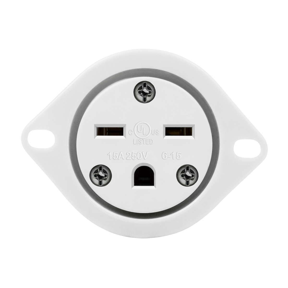 Enerlites 66224-W - Straight Blade Flanged Outlet, 15A, 6-15RFO - White