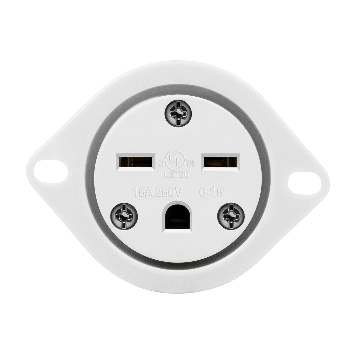 Enerlites 66224-W - Straight Blade Flanged Outlet, 15A, 6-15RFO - White