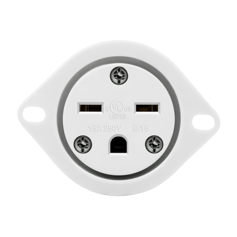 Enerlites 66224-W - Straight Blade Flanged Outlet, 15A, 6-15RFO - White