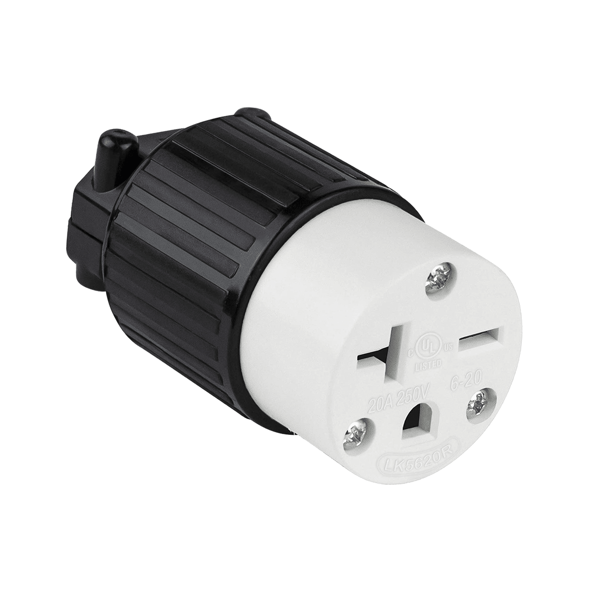 Enerlites 66231-BK - Straight Blade Cord Connector, 20A, 6-20C - Black