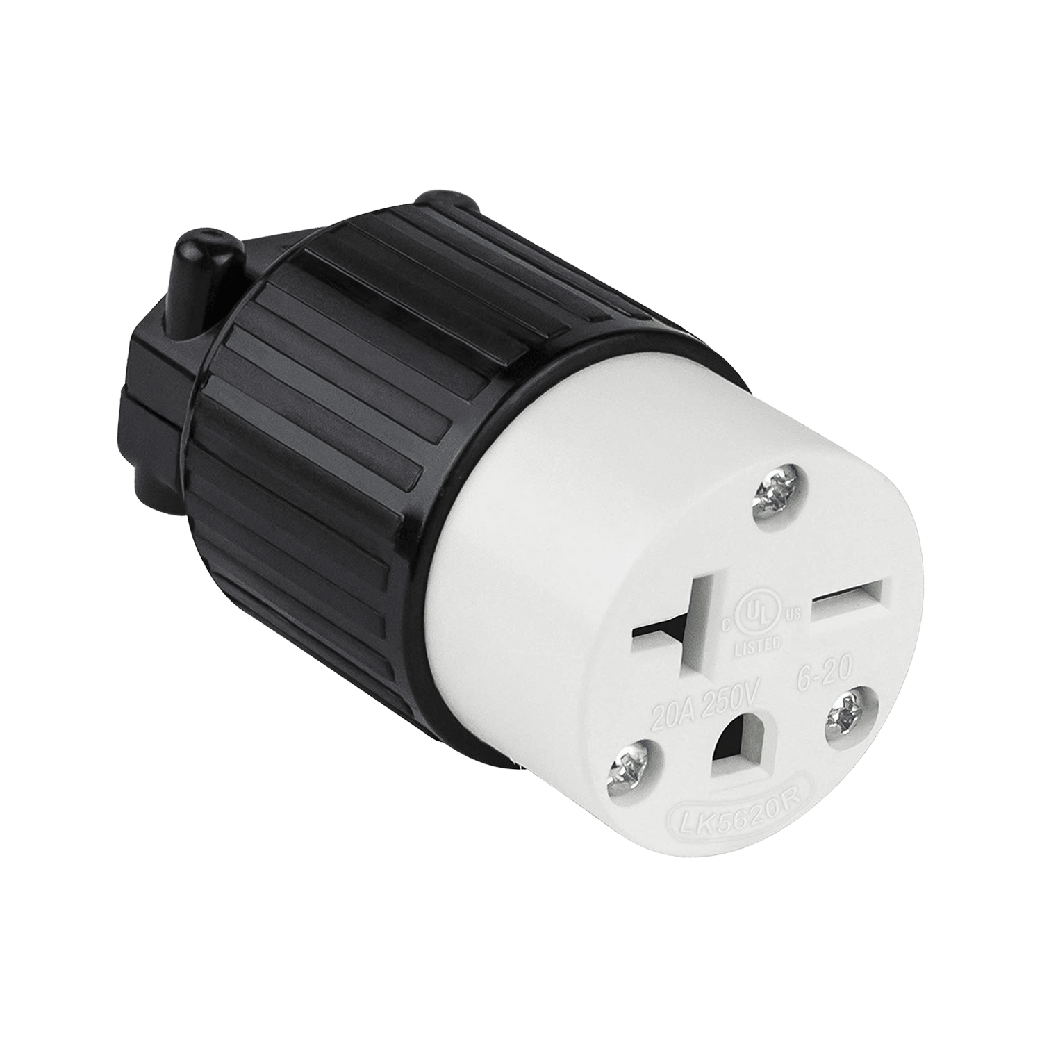 Enerlites 66231-BK - Straight Blade Cord Connector, 20A, 6-20C - Black