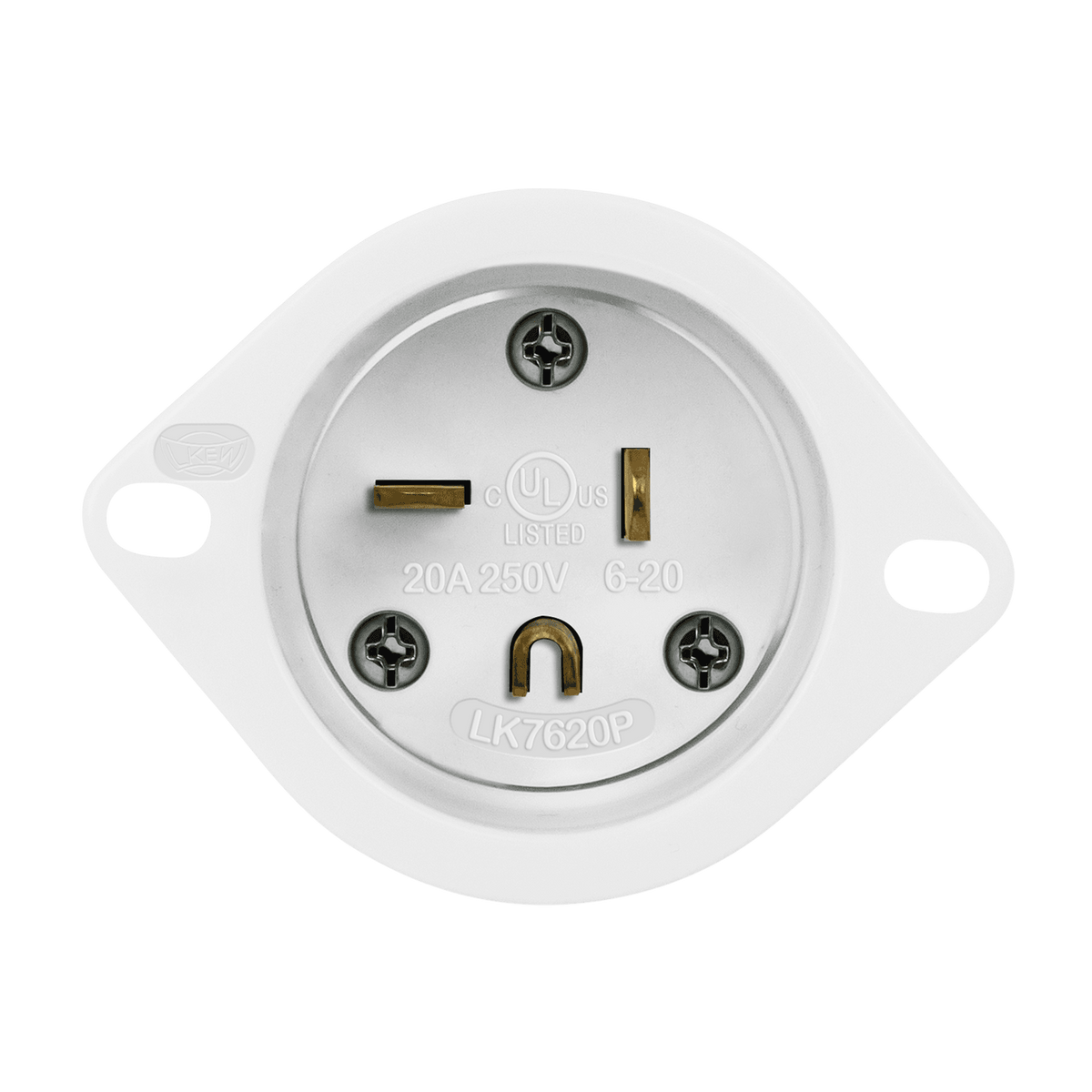 Enerlites 66233-W - Straight Blade Flanged Inlet, 20A, 6-20PFI - White