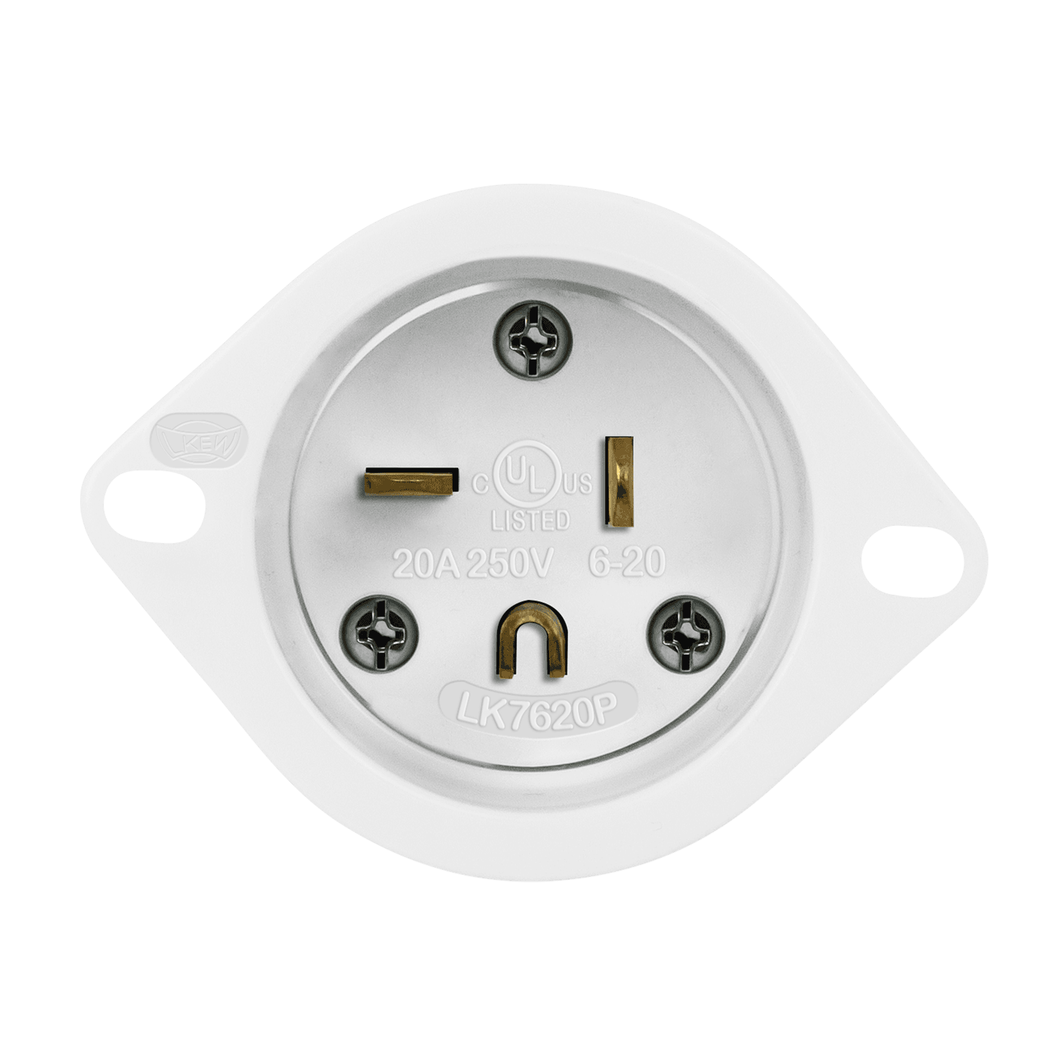 Enerlites 66233-W - Straight Blade Flanged Inlet, 20A, 6-20PFI - White
