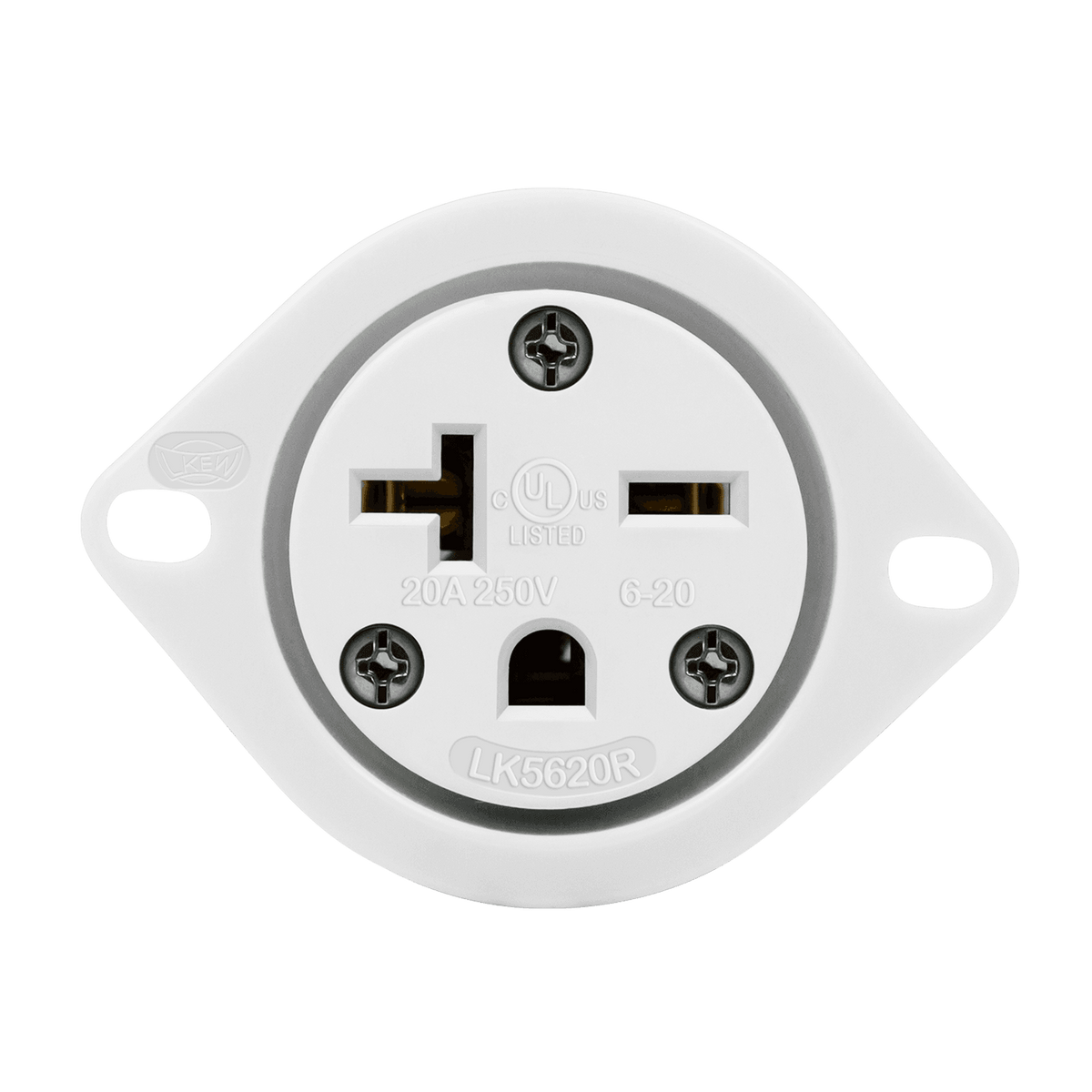 Enerlites 66234-W - Straight Blade Flanged Outlet, 20A, 6-20RFO - White