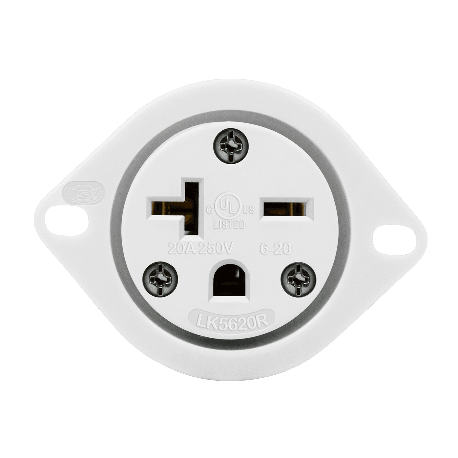 Enerlites 66234-W - Straight Blade Flanged Outlet, 20A, 6-20RFO - White