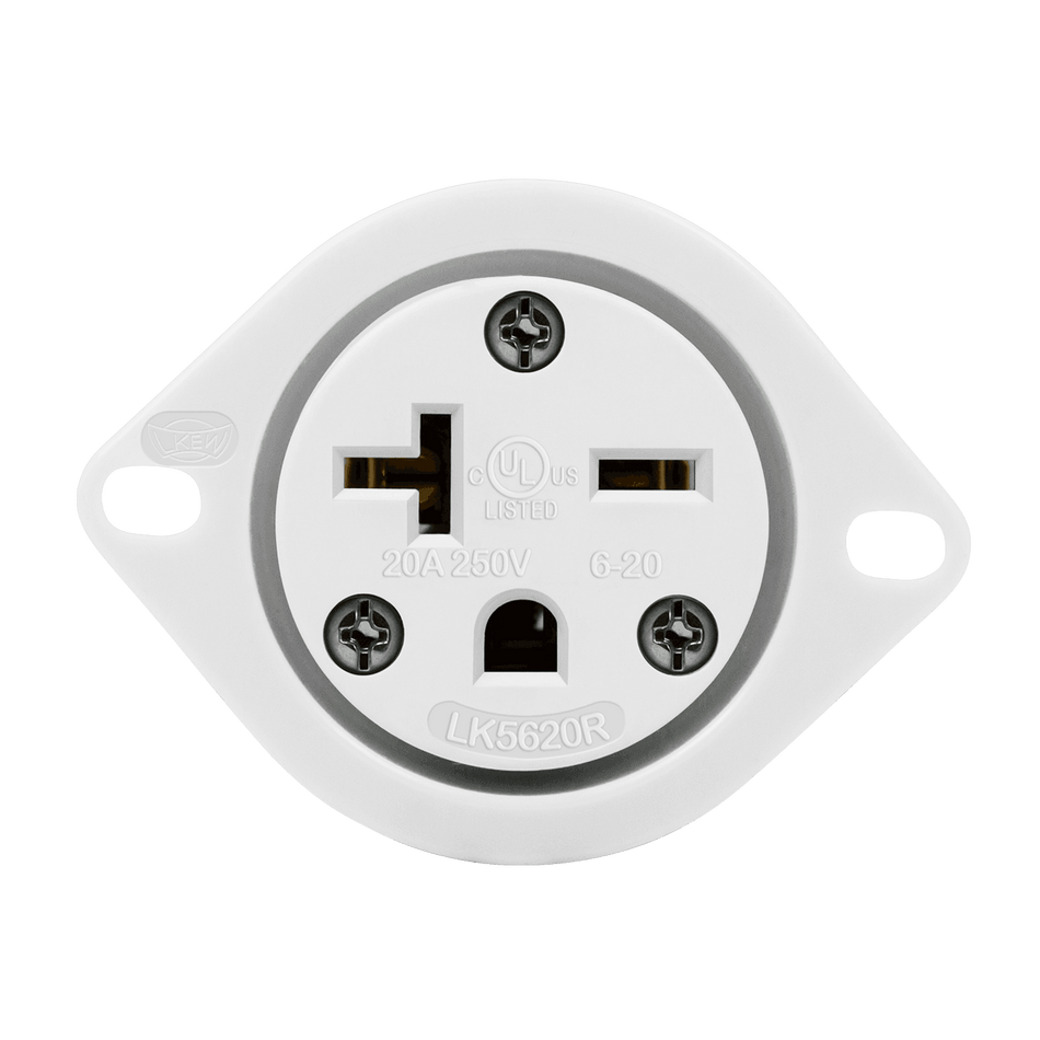 Enerlites 66234-W - Straight Blade Flanged Outlet, 20A, 6-20RFO - White