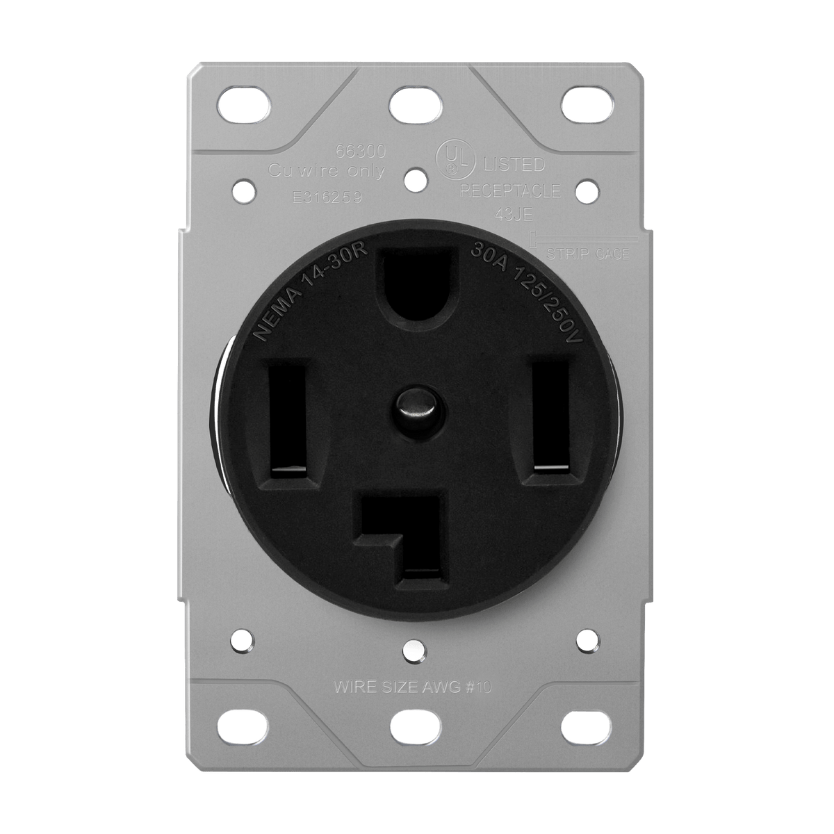 Enerlites 66300-BK - Flush Mount Receptacle NEMA 14-30R - Black
