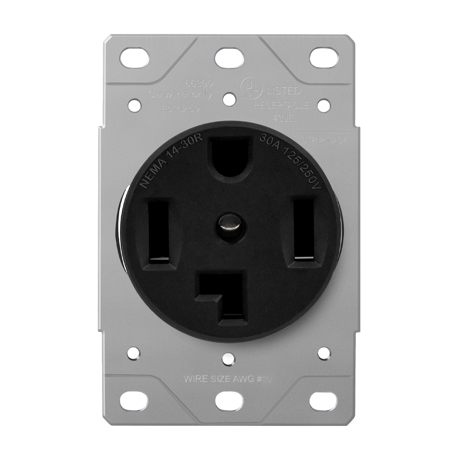 Enerlites 66300-BK - Flush Mount Receptacle NEMA 14-30R - Black