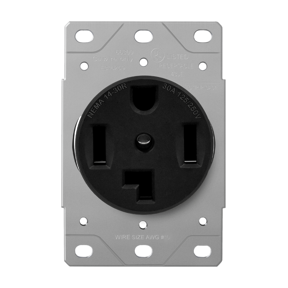 Enerlites 66300-BK - Flush Mount Receptacle NEMA 14-30R - Black