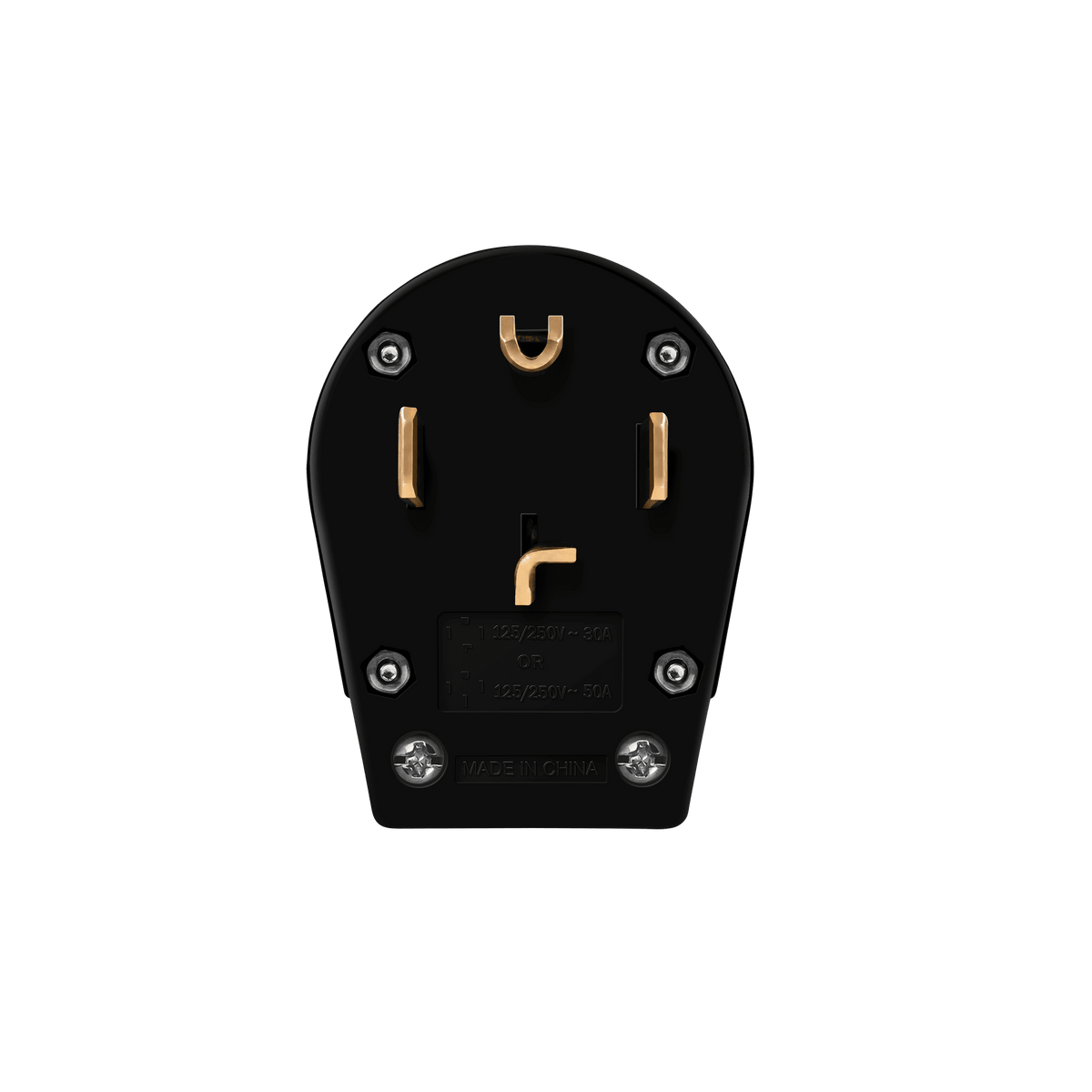 Enerlites 66351-BK - Straight Blade Angle Replacement Male Plug 125/250VAC, 14-30/50Amp - Black
