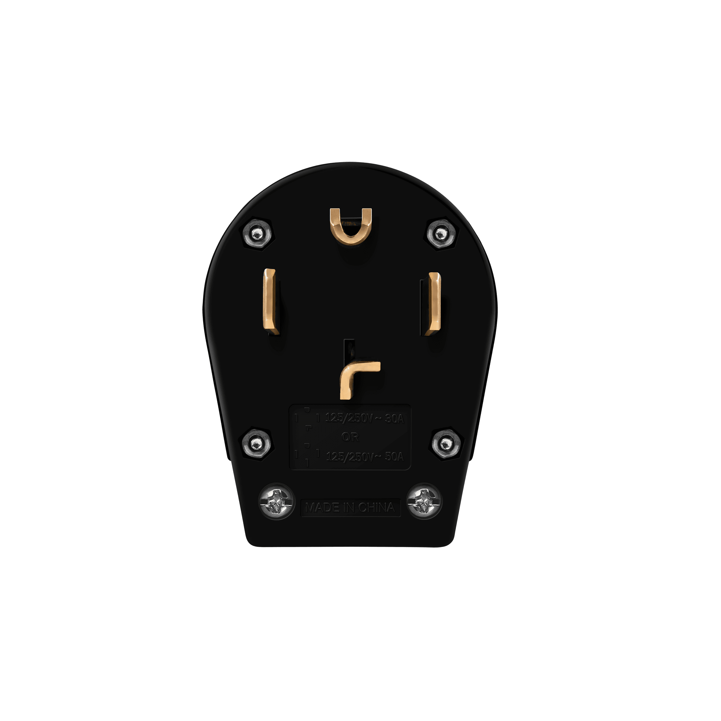 Enerlites 66351-BK - Straight Blade Angle Replacement Male Plug 125/250VAC, 14-30/50Amp - Black