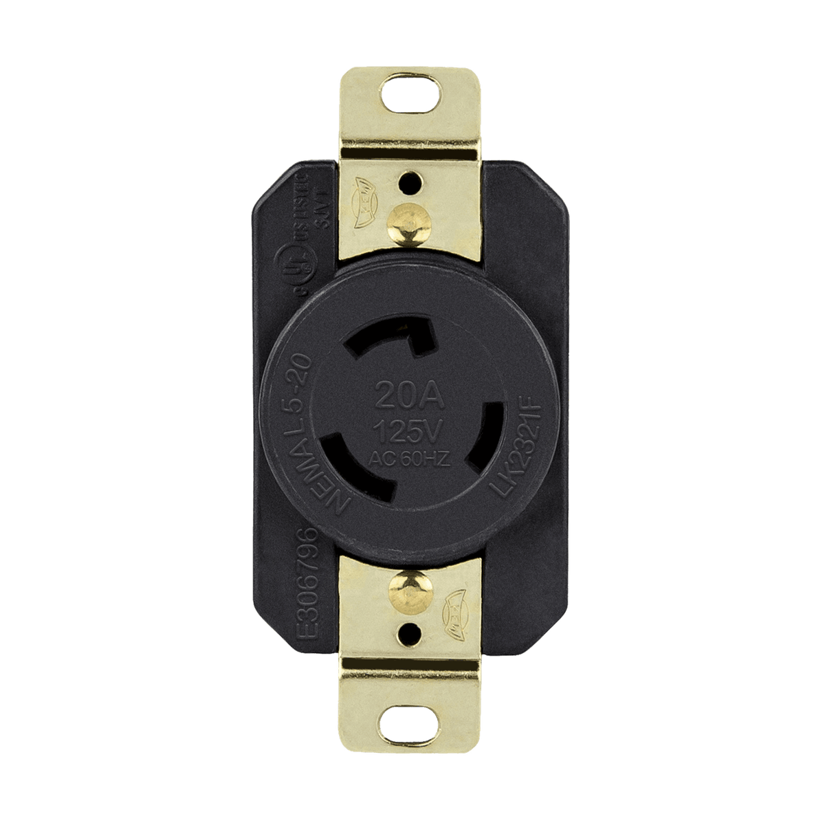 Enerlites 66400-BK - Industrial Grade Locking Receptacle, 20A, L5-20R - Black