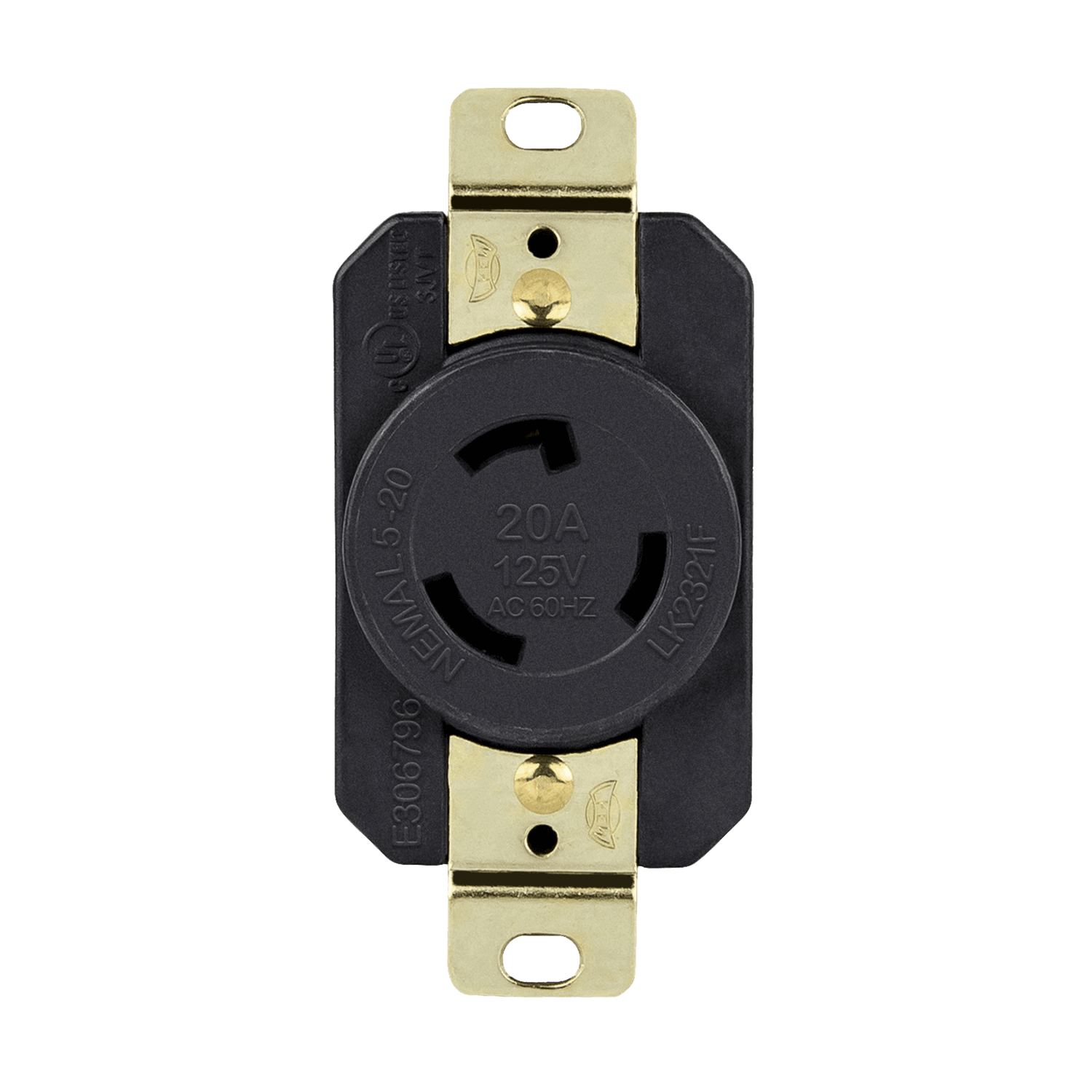 Enerlites 66400-BK - Industrial Grade Locking Receptacle, 20A, L5-20R - Black