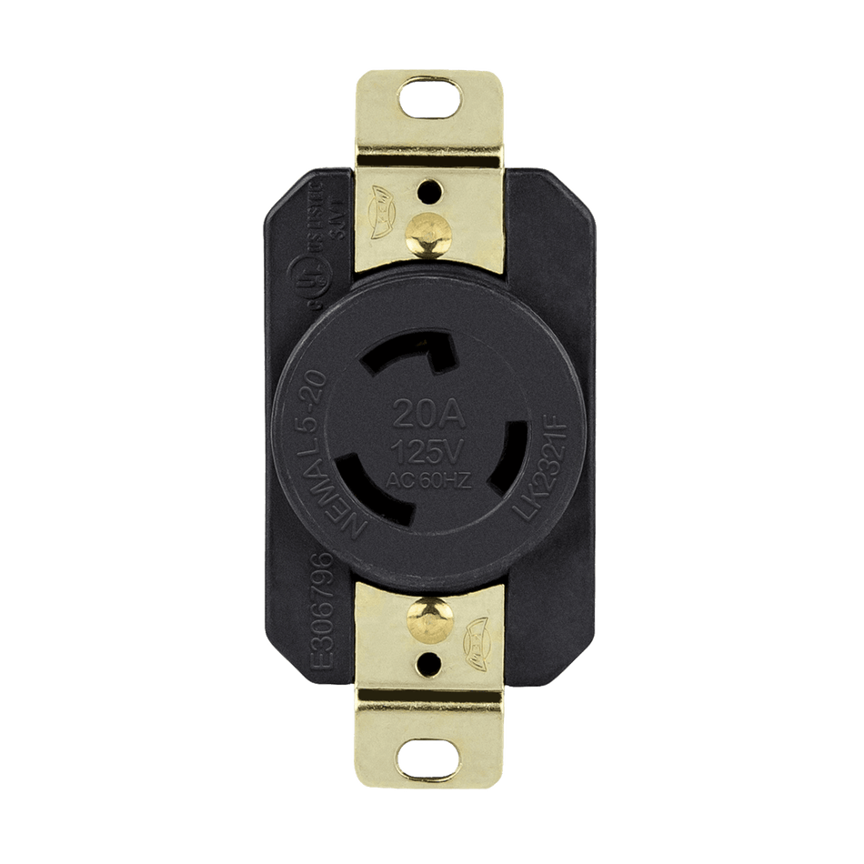 Enerlites 66400-BK - Industrial Grade Locking Receptacle, 20A, L5-20R - Black