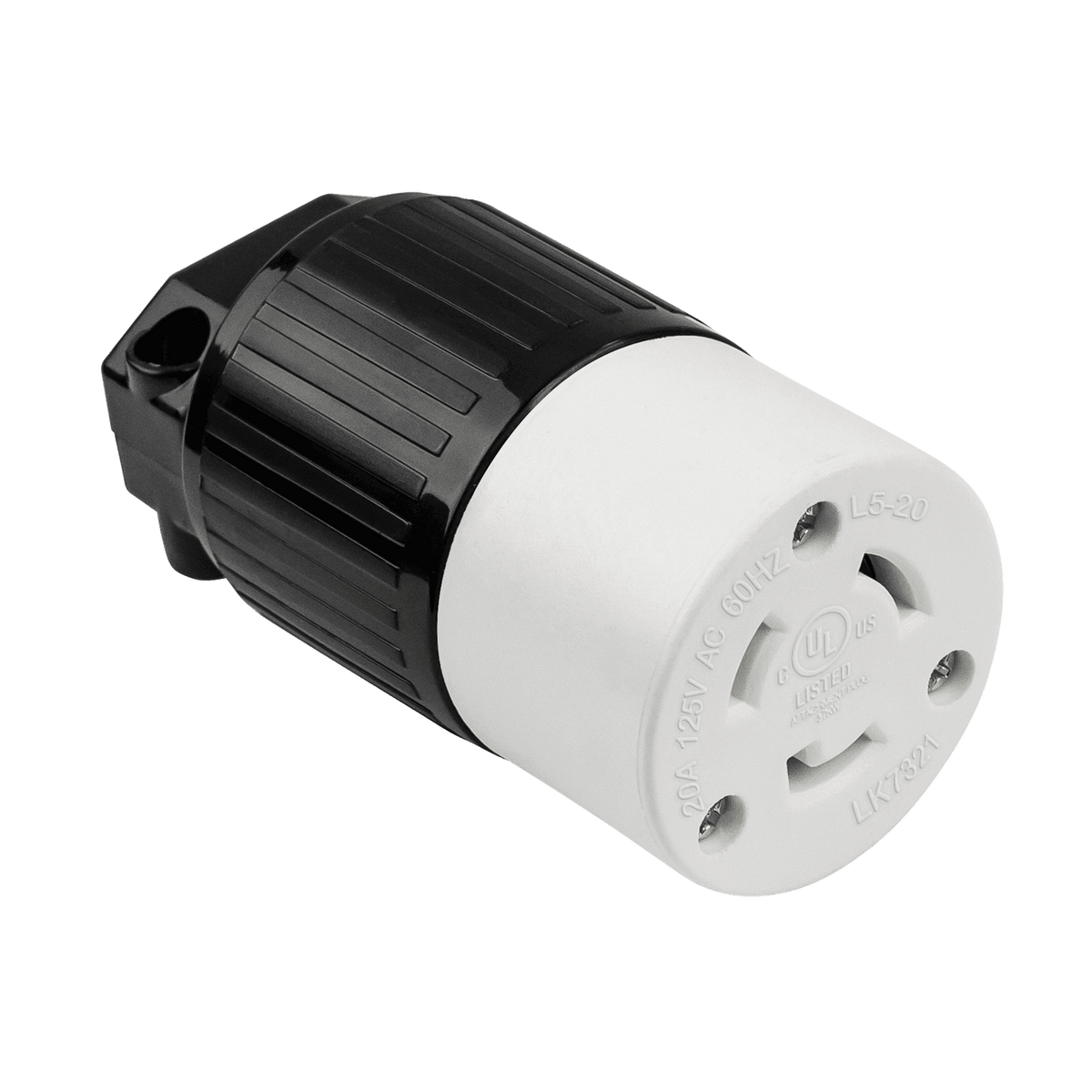 Enerlites 66402-BK - Industrial Grade Locking Cord Connector, 20A, L5-20C - Black