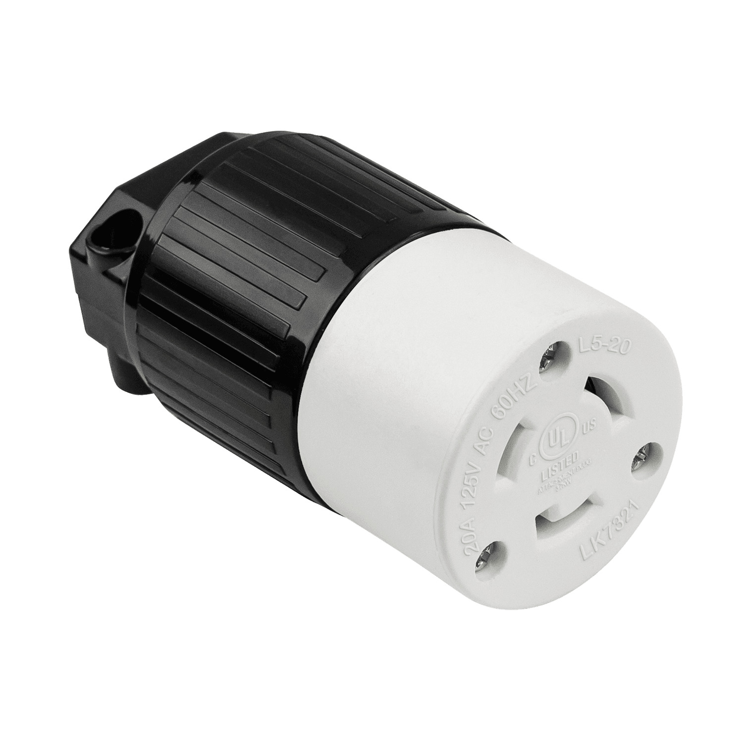 Enerlites 66402-BK - Industrial Grade Locking Cord Connector, 20A, L5-20C - Black