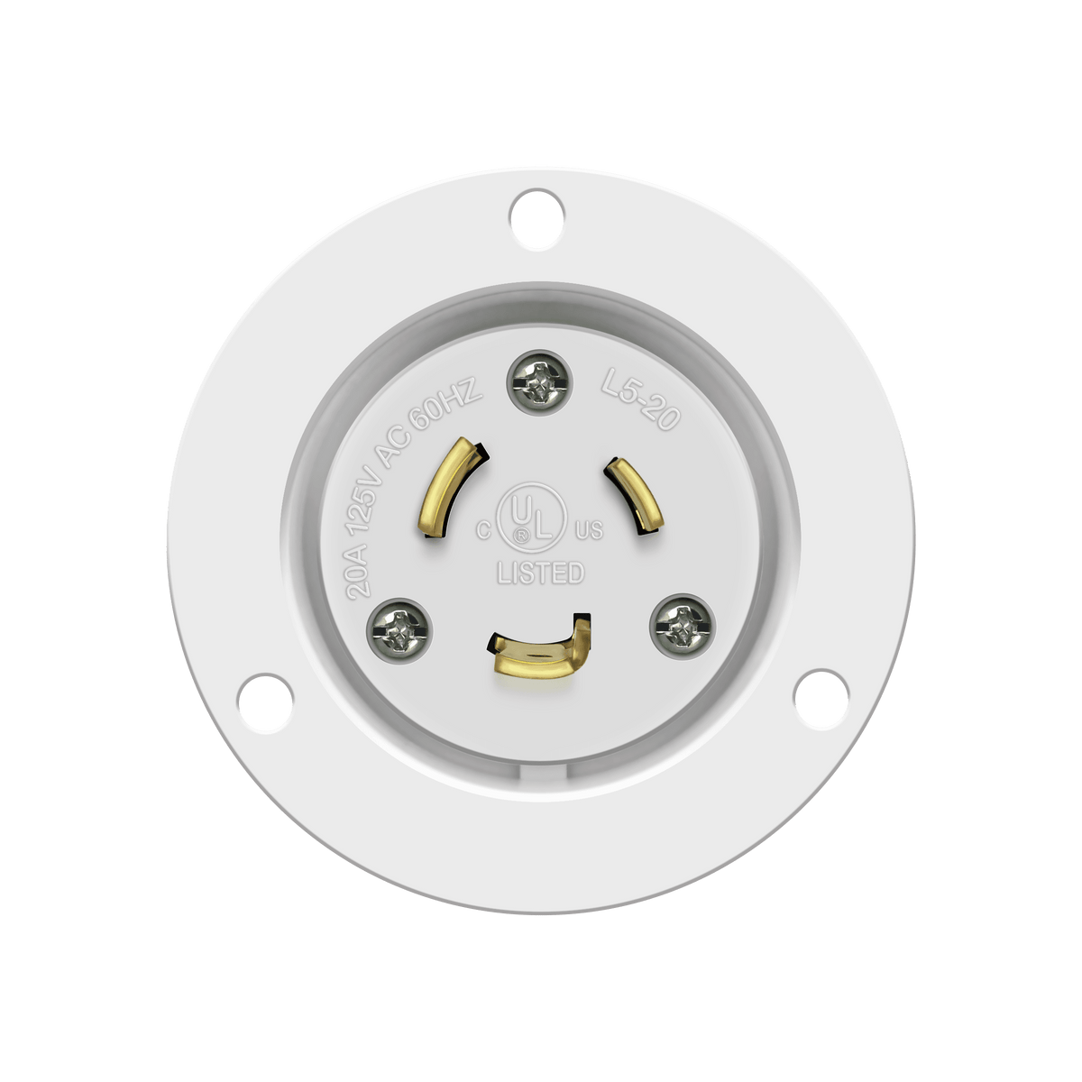 Enerlites 66403-W - Locking Flanged Inlet, 20A, L5-20PFI - White