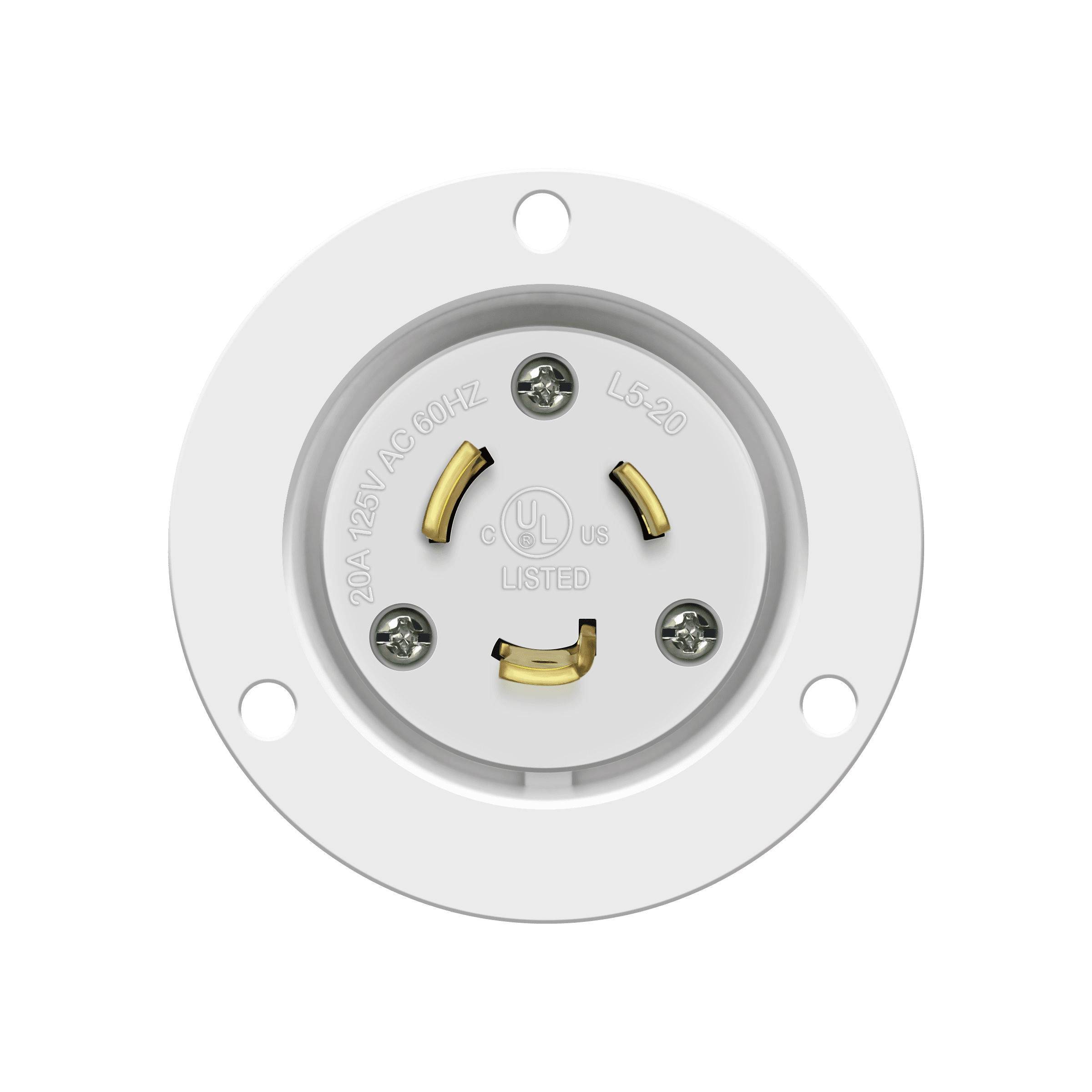 Enerlites 66403-W - Locking Flanged Inlet, 20A, L5-20PFI - White